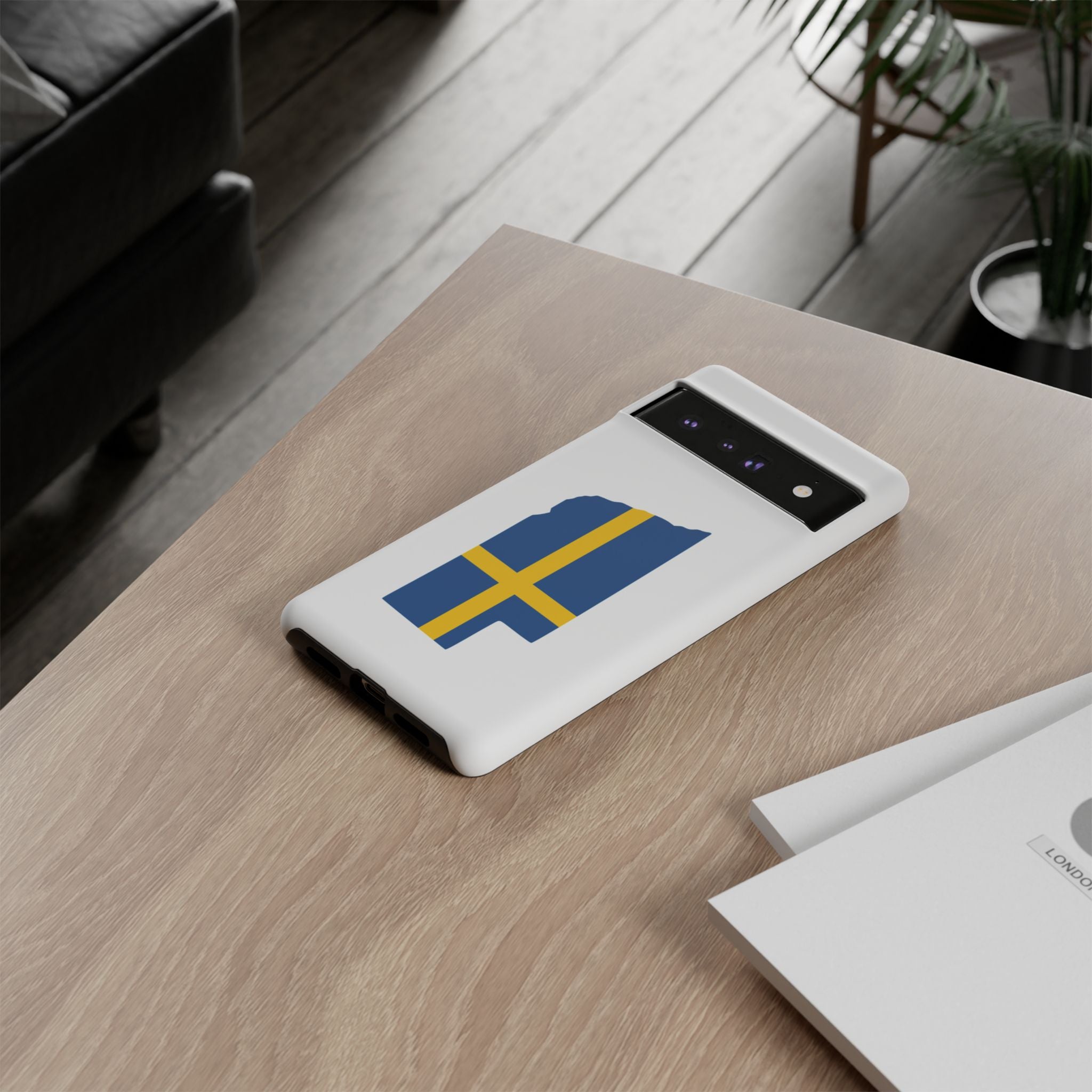 Tough Protective Phone Case | Swedish Flag on Nebraska Outline
