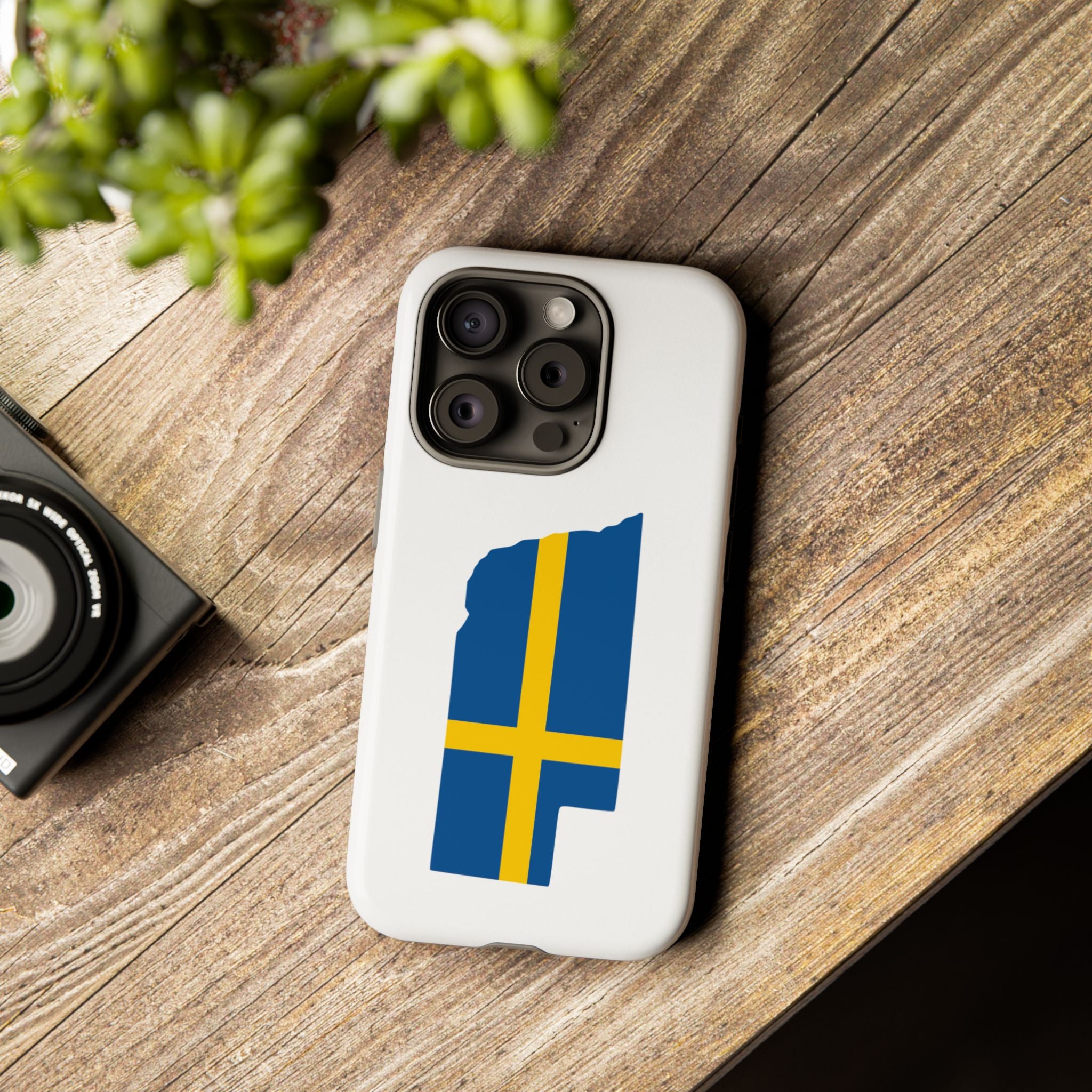 Tough Protective Phone Case | Swedish Flag on Nebraska Outline