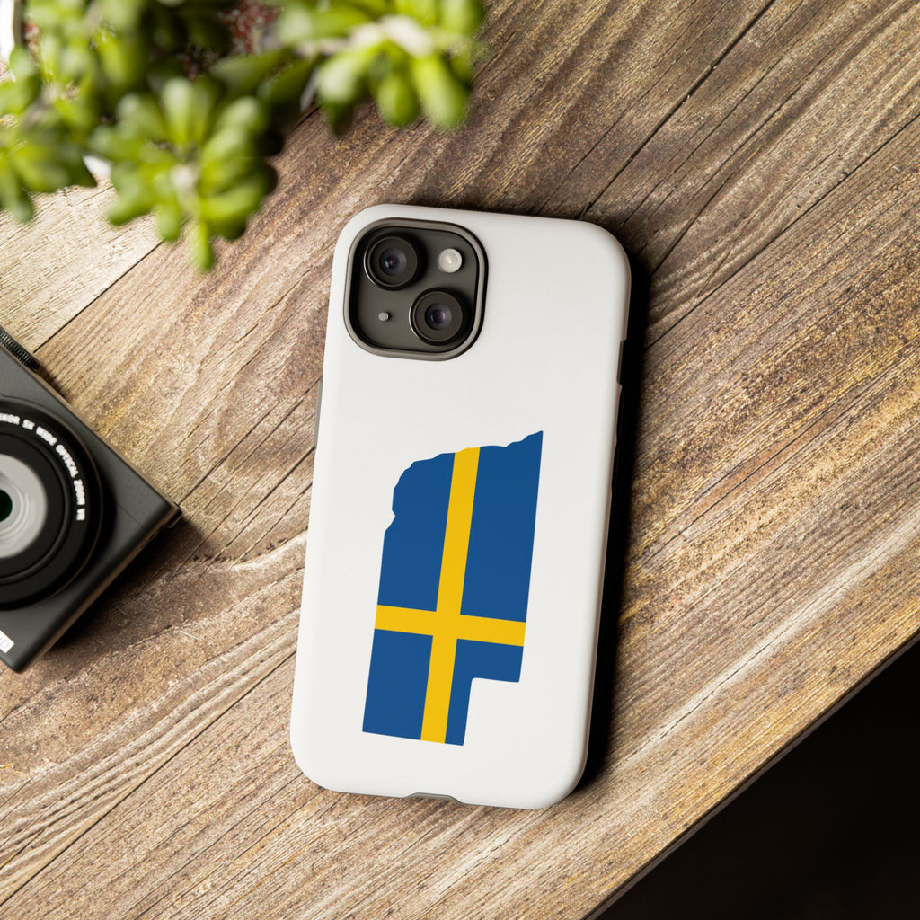 Tough Protective Phone Case | Swedish Flag on Nebraska Outline