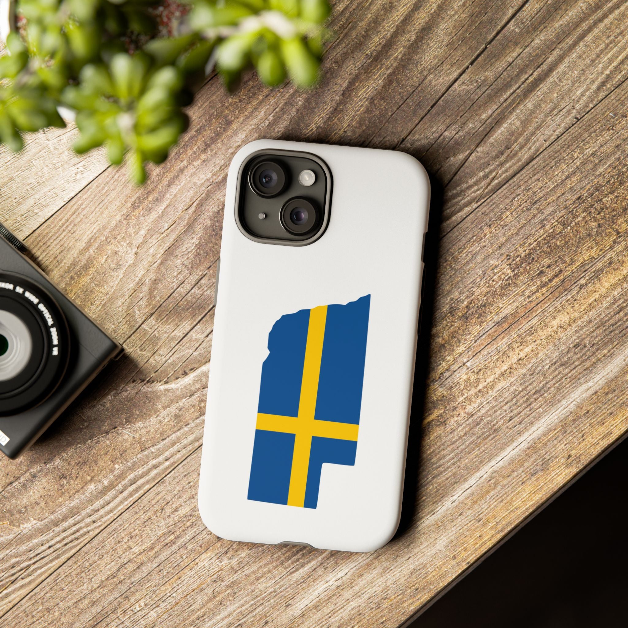 Tough Protective Phone Case | Swedish Flag on Nebraska Outline