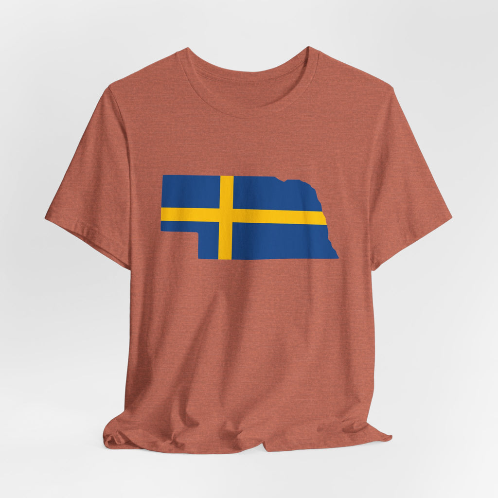 Women's T-Shirt | Swedish Flag on Nebraska Outline