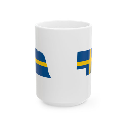 Ceramic Coffee Cup | Swedish Flag on Nebraska Outline