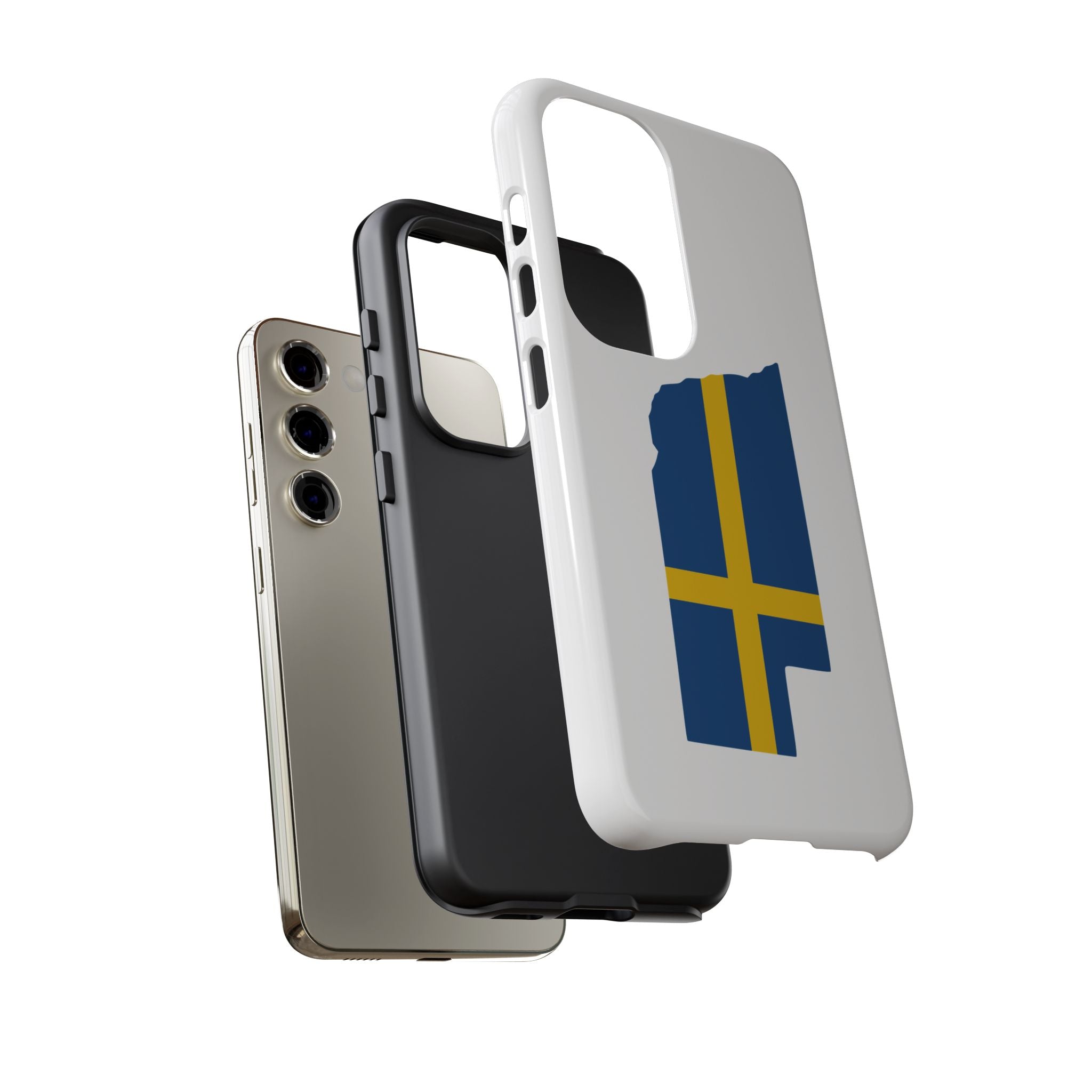 Tough Protective Phone Case | Swedish Flag on Nebraska Outline