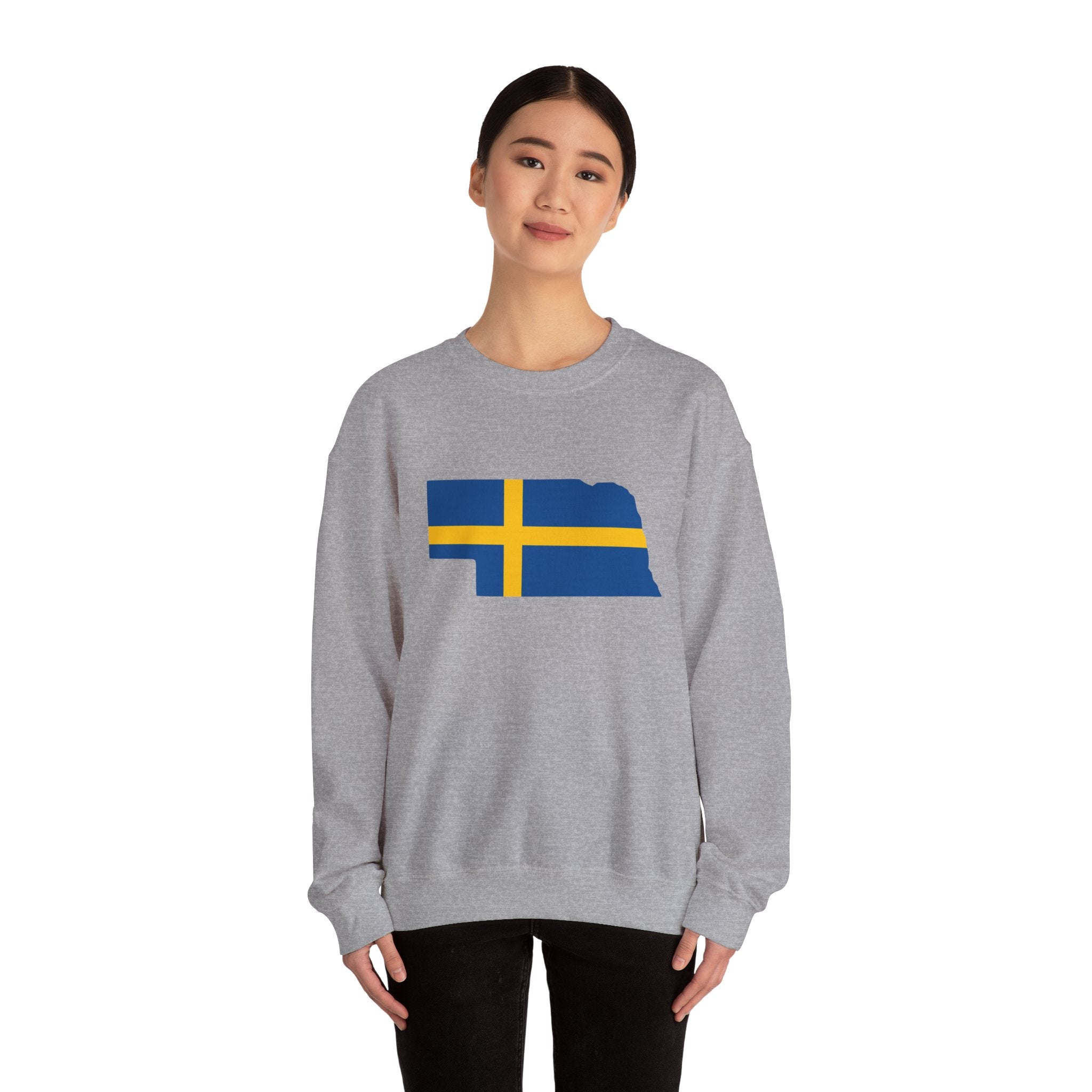 Sweden Flag on Nebraska Outline | Heavy Sweatshirt