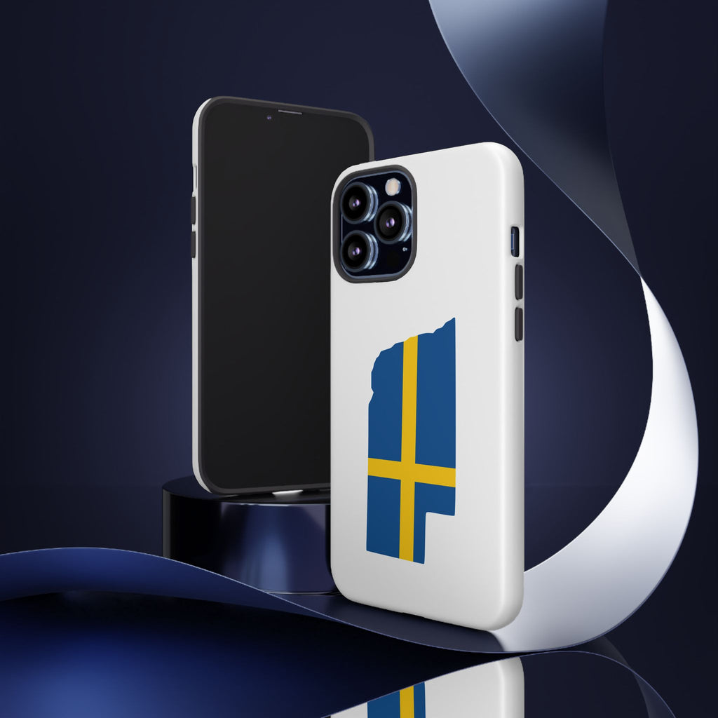 Tough Protective Phone Case | Swedish Flag on Nebraska Outline