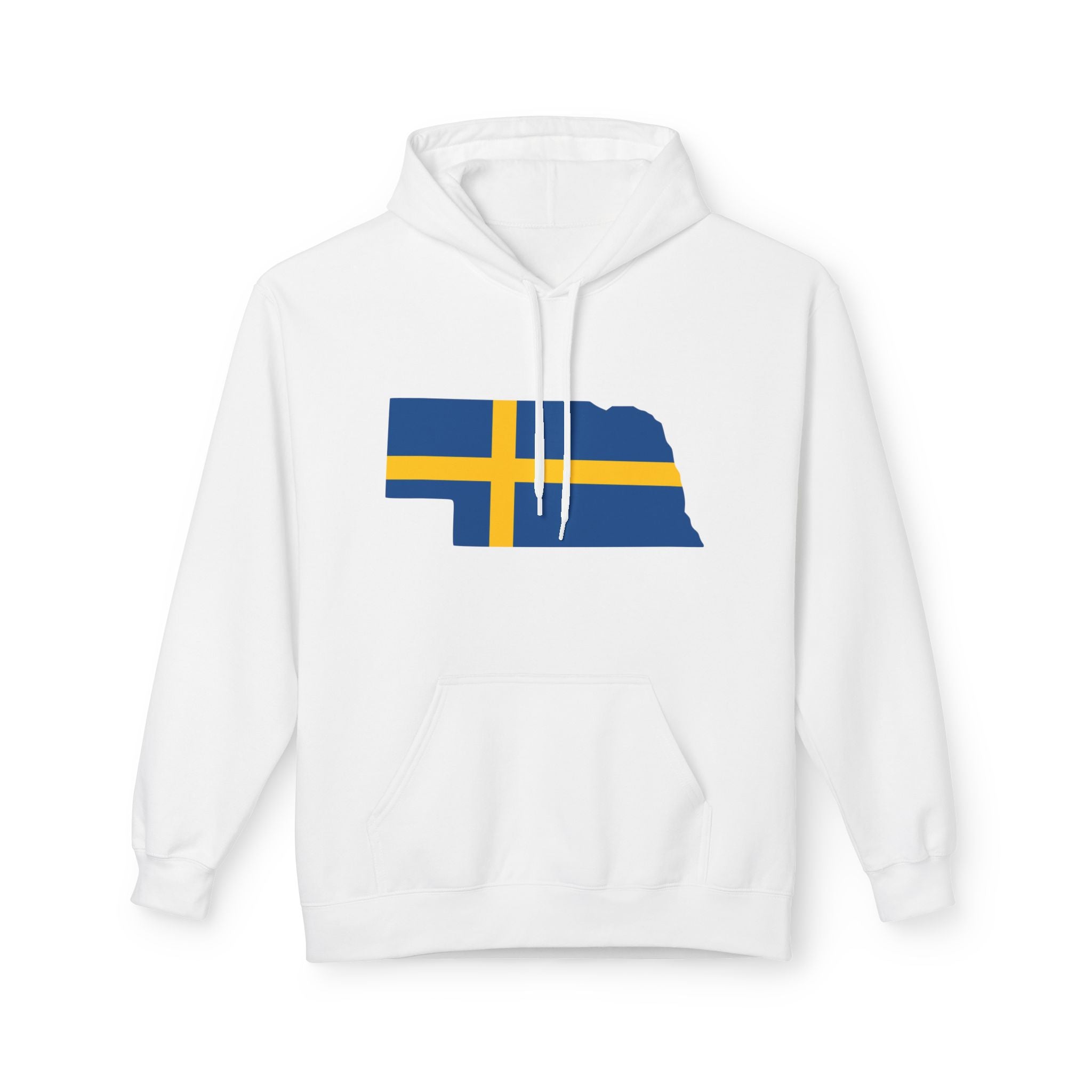Adult Hoodie | Swedish Flag on Nebraska Outline