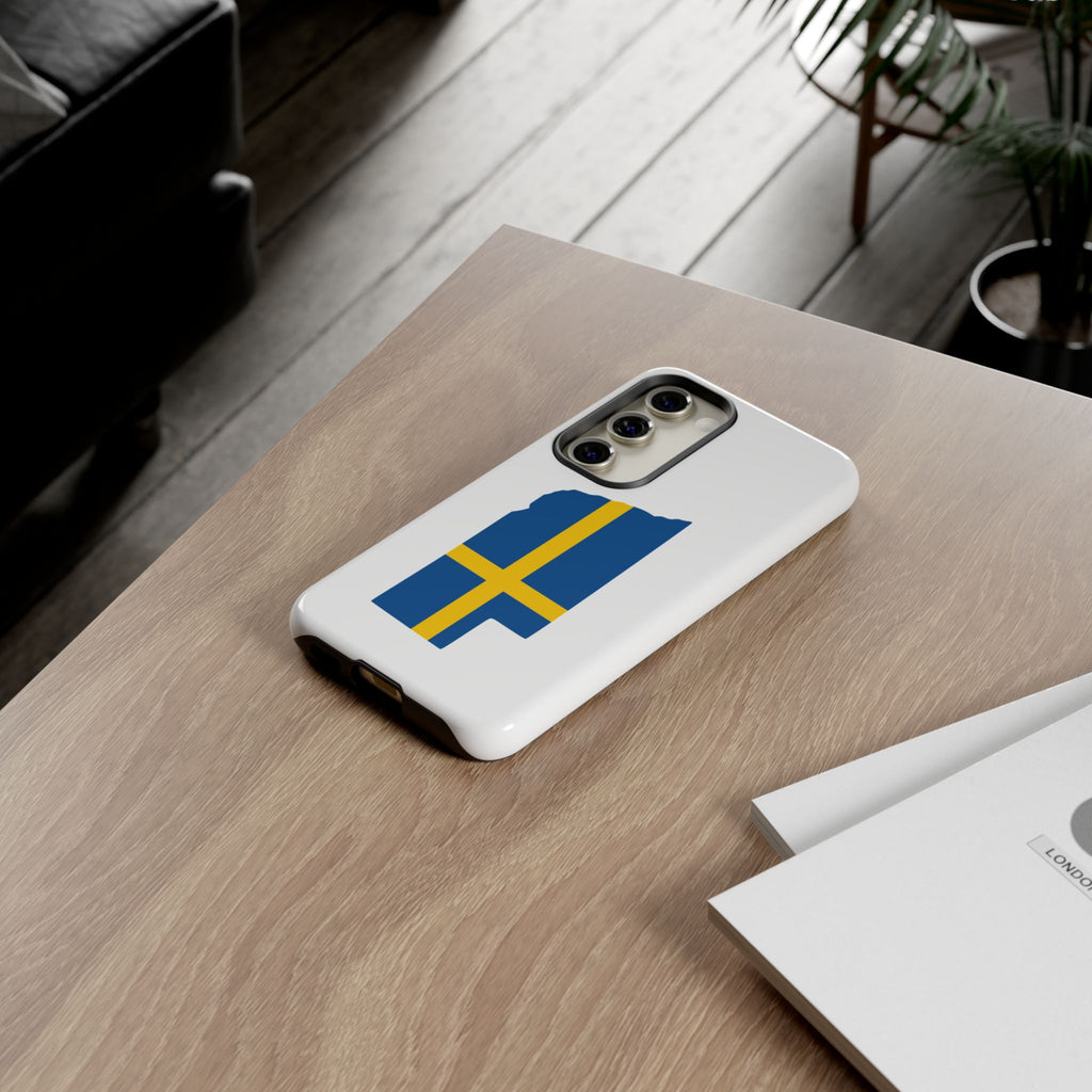 Tough Protective Phone Case | Swedish Flag on Nebraska Outline
