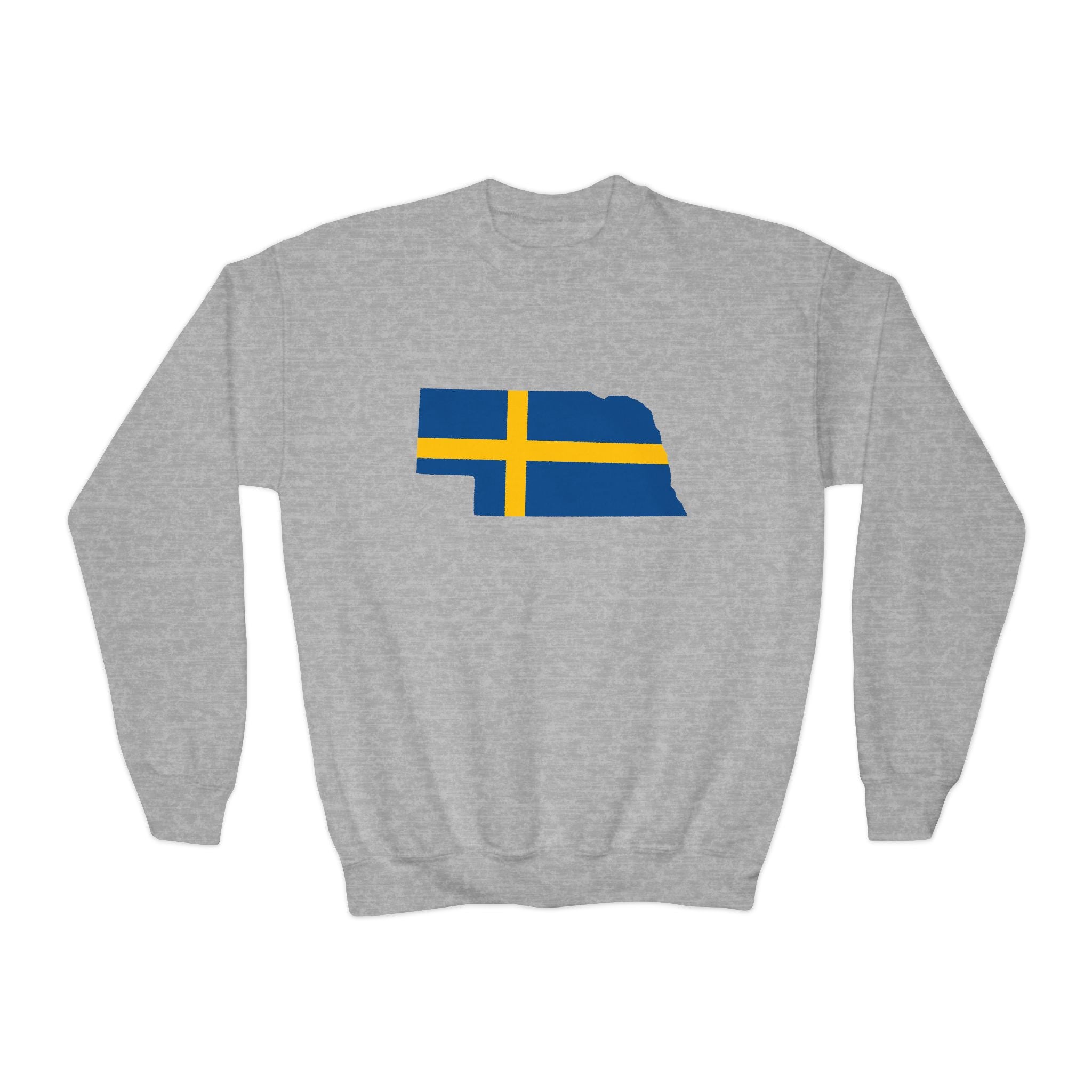 Crewneck Sweatshirt | Swedish Flag on Nebraska Outline