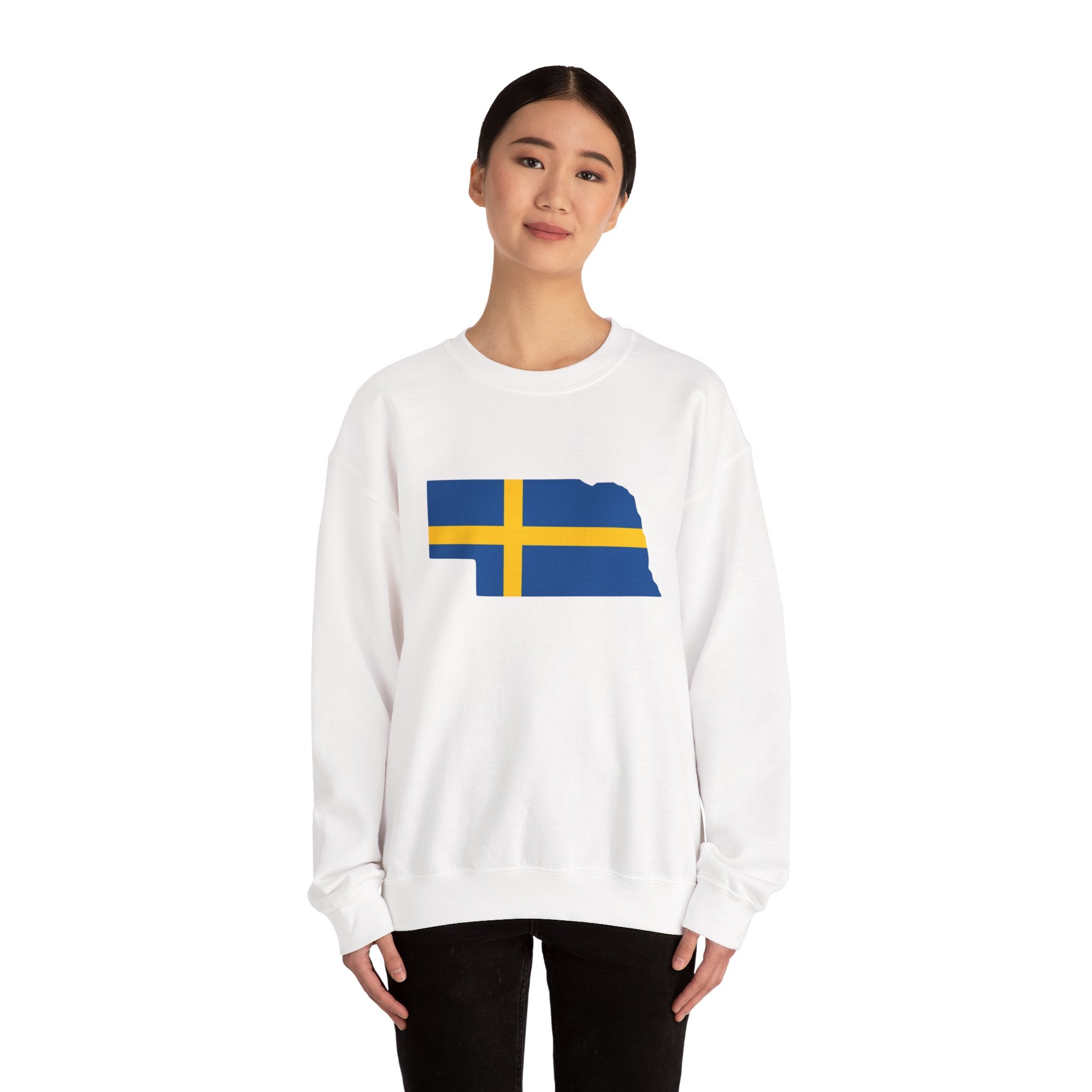 Sweden Flag on Nebraska Outline | Heavy Sweatshirt