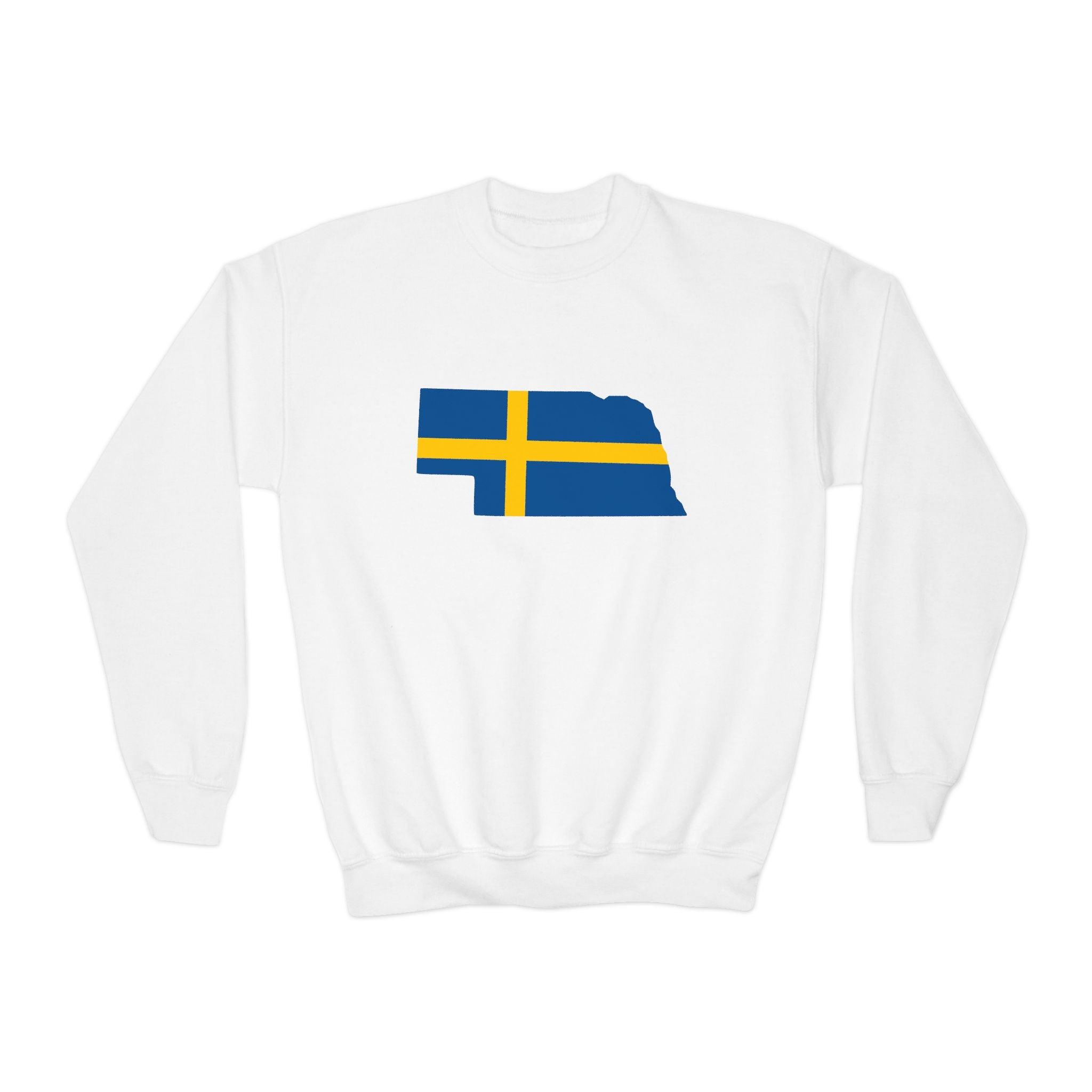 Crewneck Sweatshirt | Swedish Flag on Nebraska Outline
