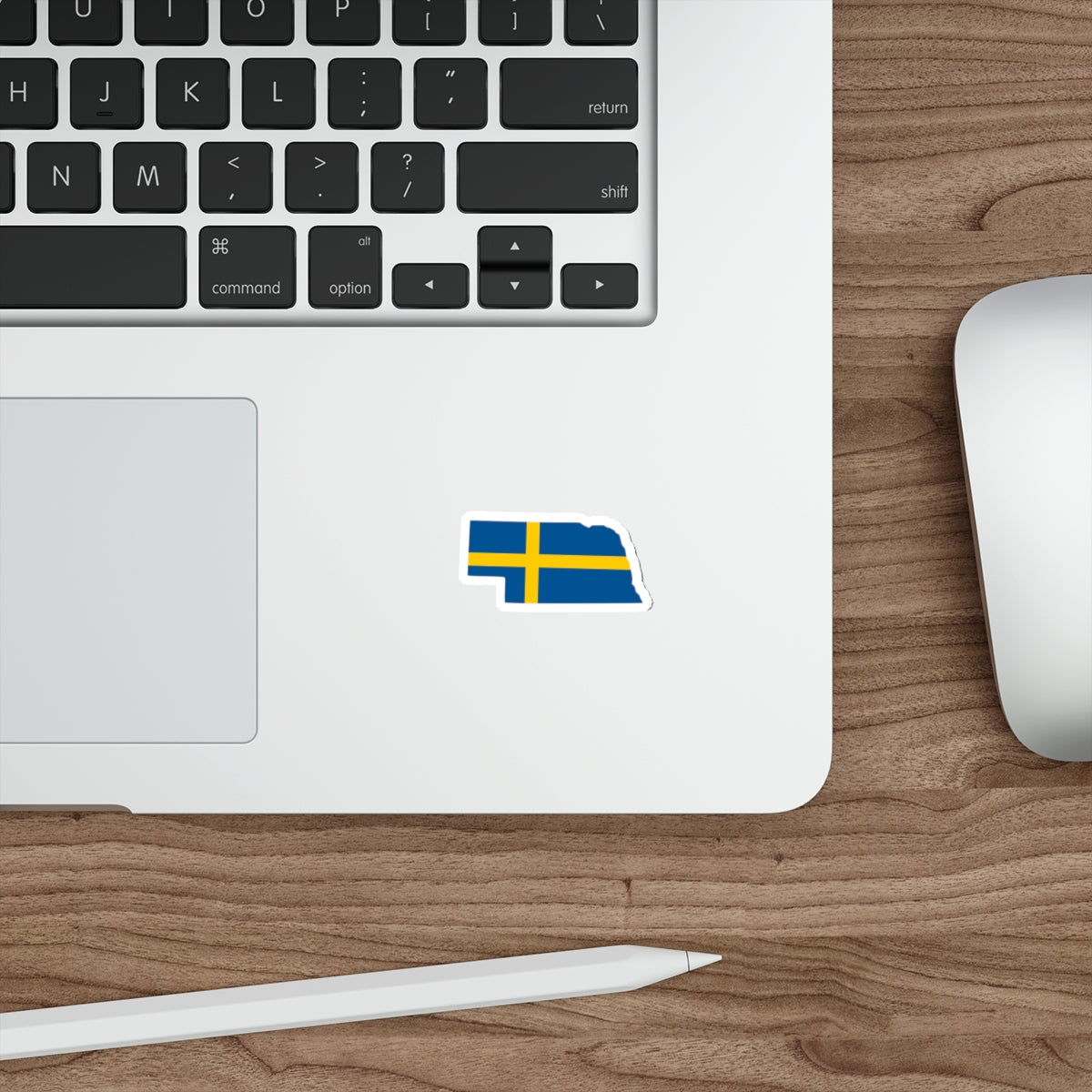 Die-Cut Sticker | Swedish Flag on Nebraska Outline