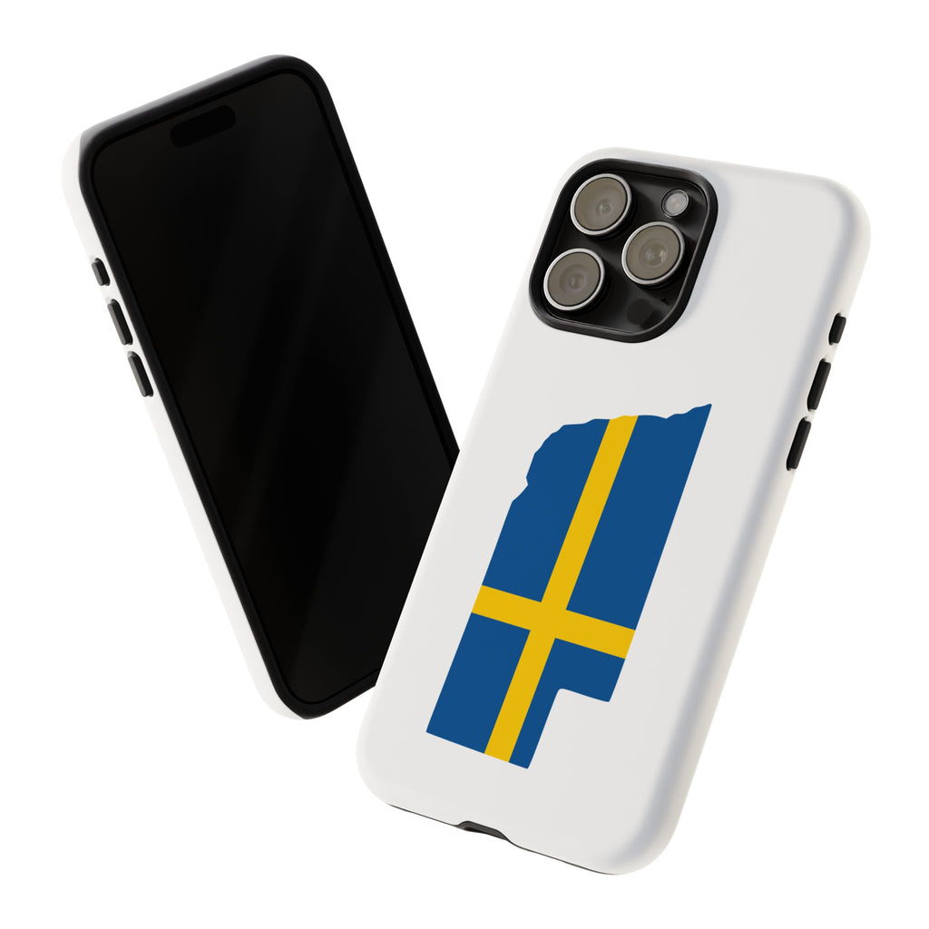 Tough Protective Phone Case | Swedish Flag on Nebraska Outline
