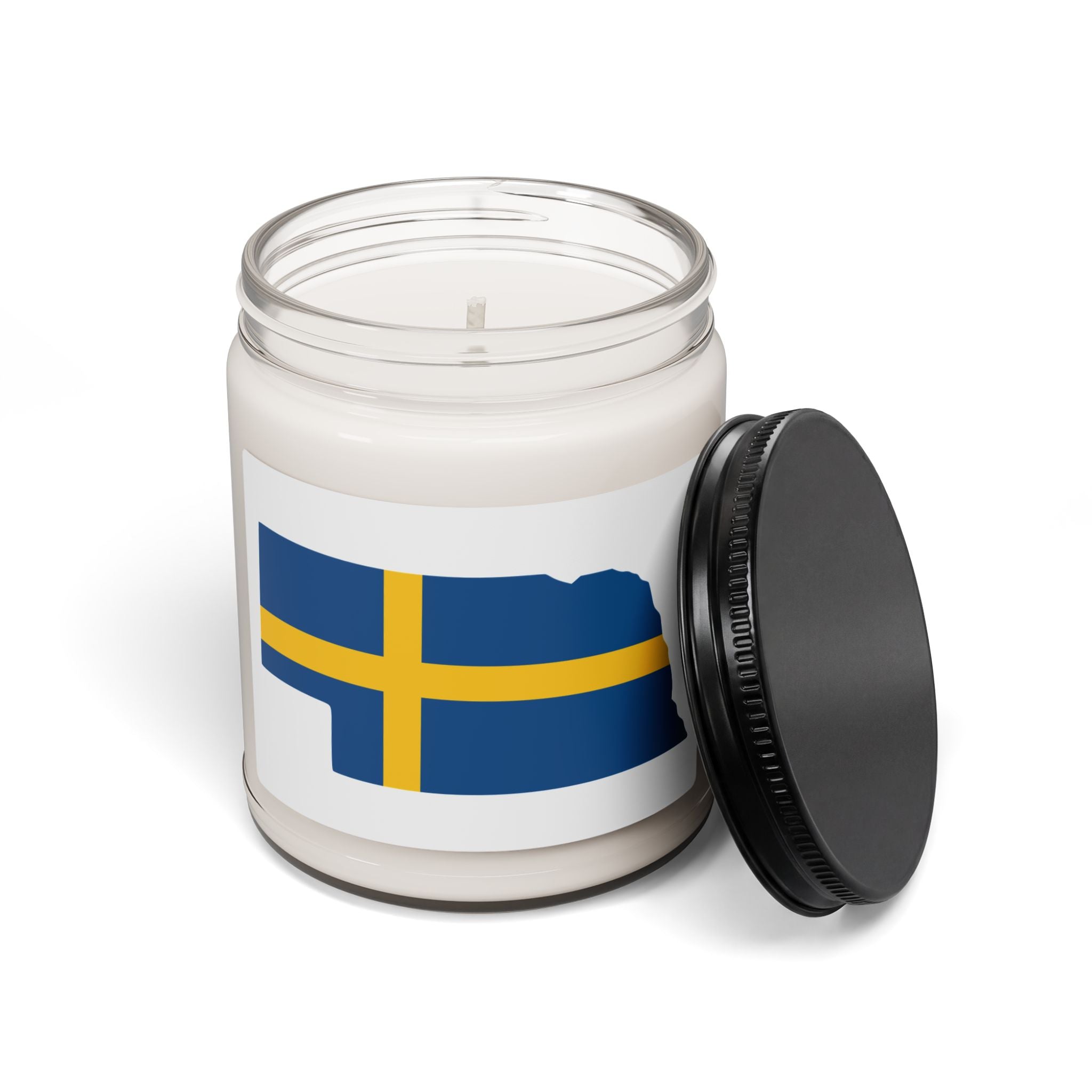 Scented Soy Candle, 9oz | Swedish Flag on Nebraska Outline