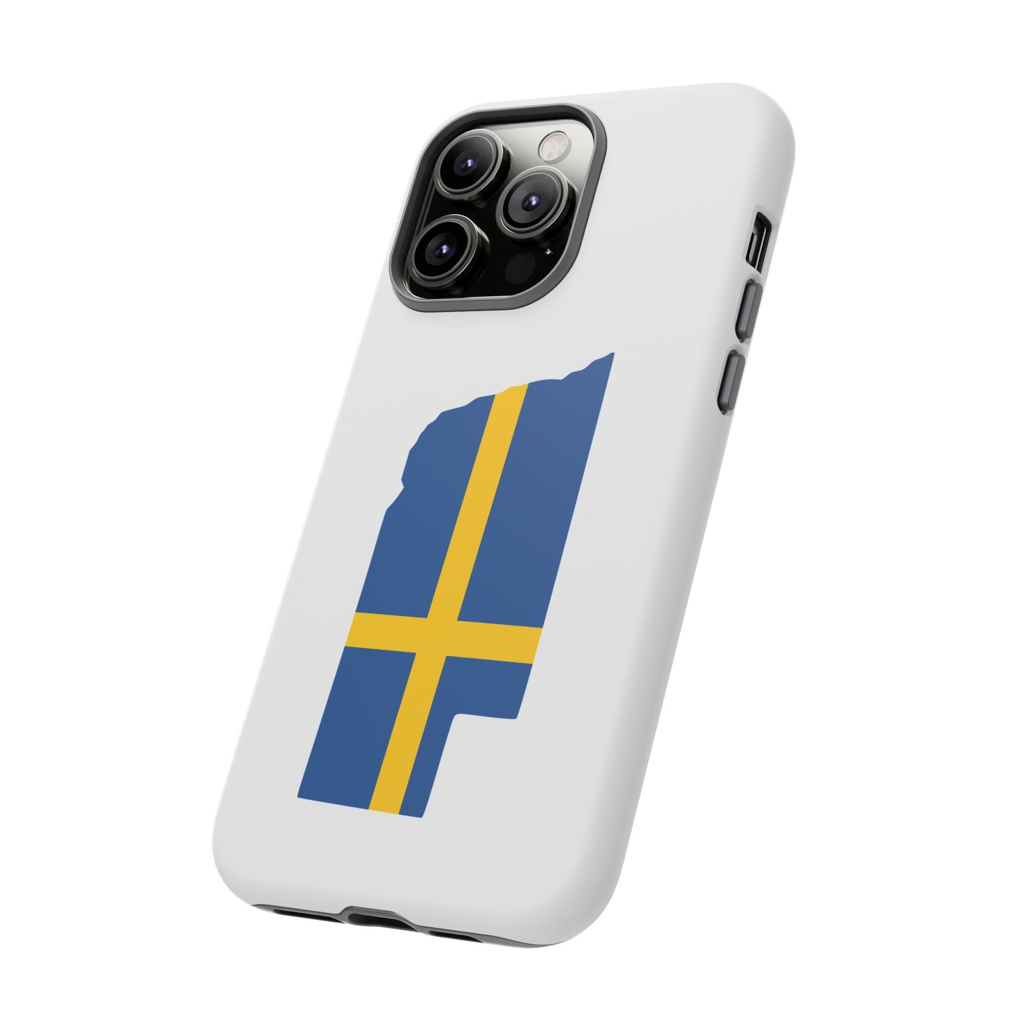 Tough Protective Phone Case | Swedish Flag on Nebraska Outline