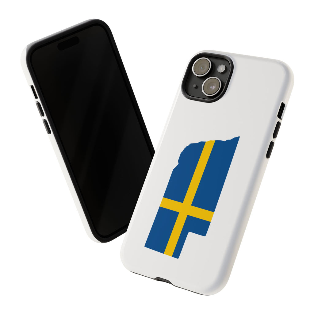 Tough Protective Phone Case | Swedish Flag on Nebraska Outline