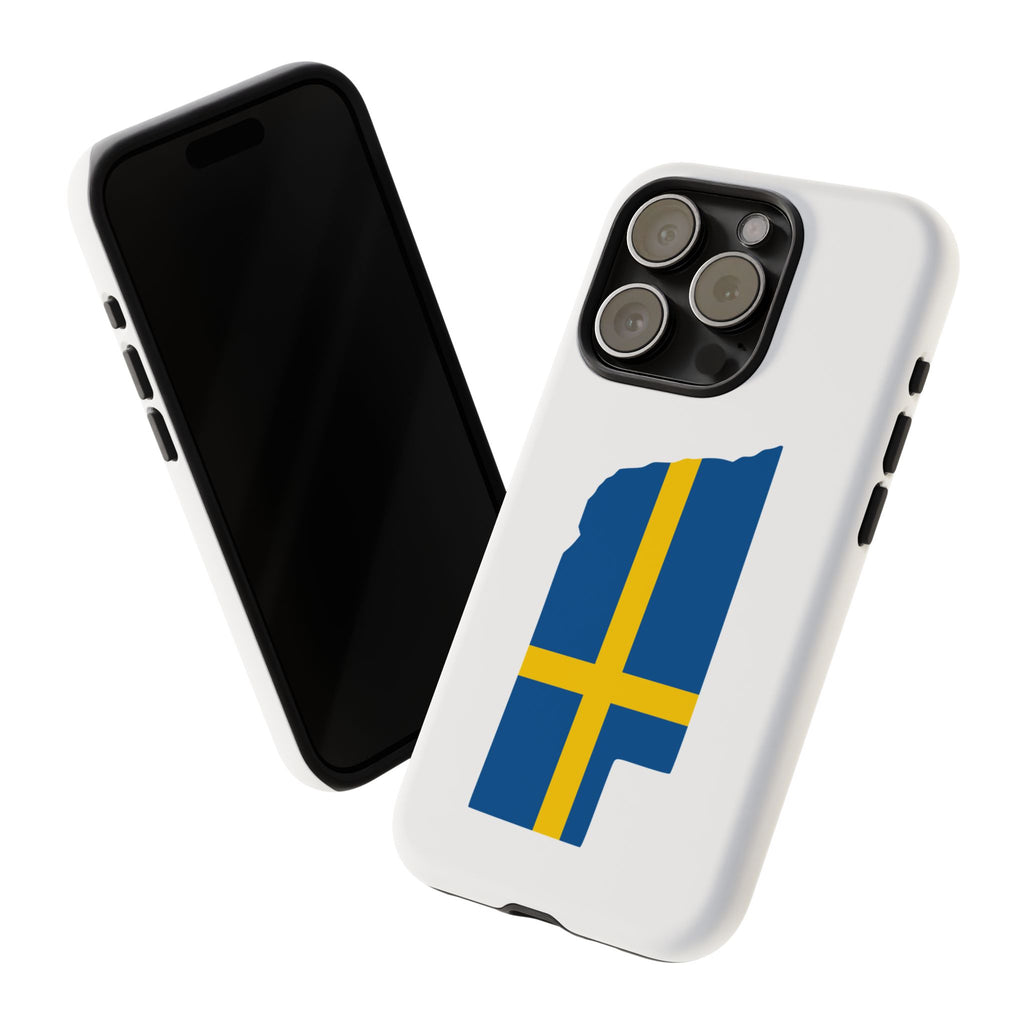 Tough Protective Phone Case | Swedish Flag on Nebraska Outline