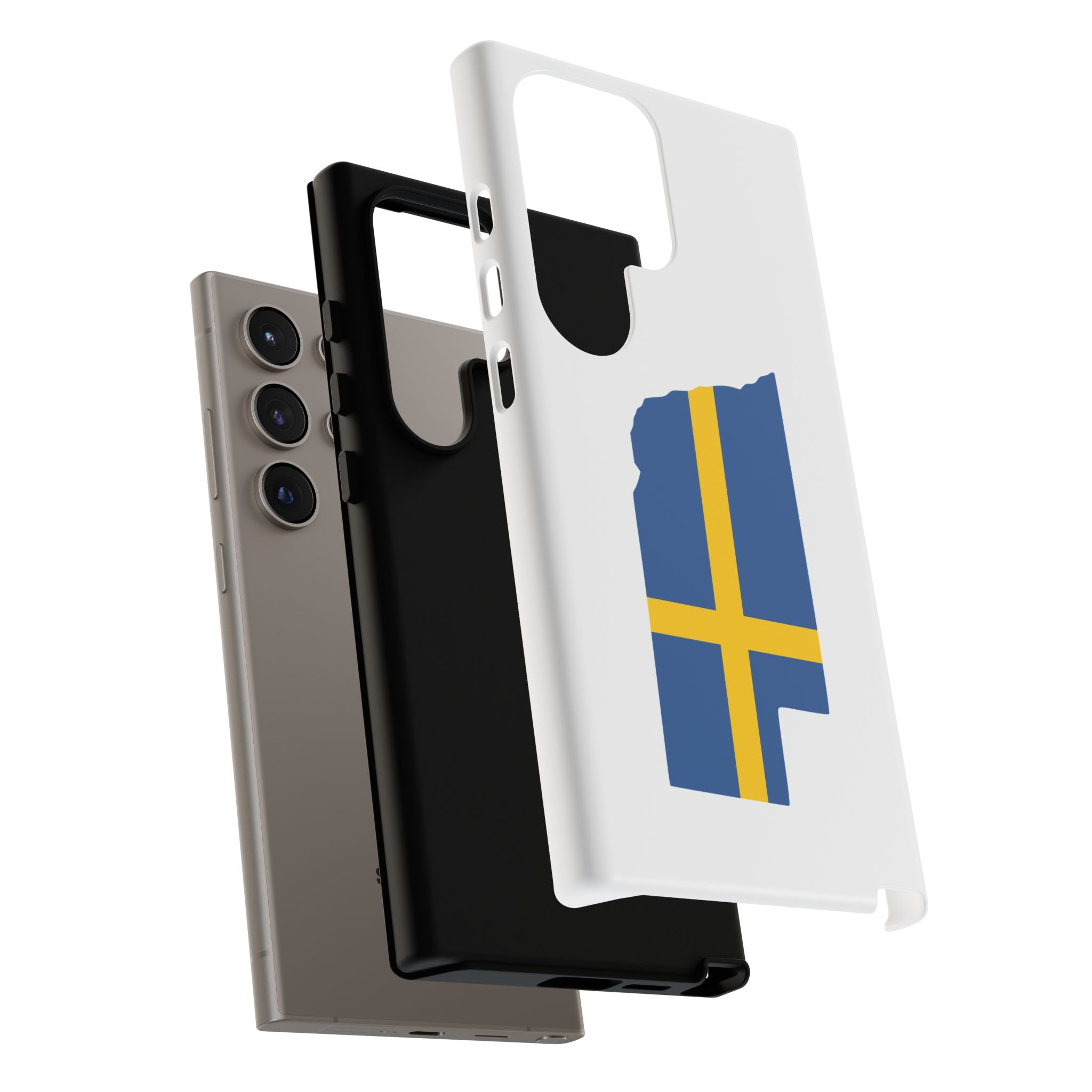 Tough Protective Phone Case | Swedish Flag on Nebraska Outline