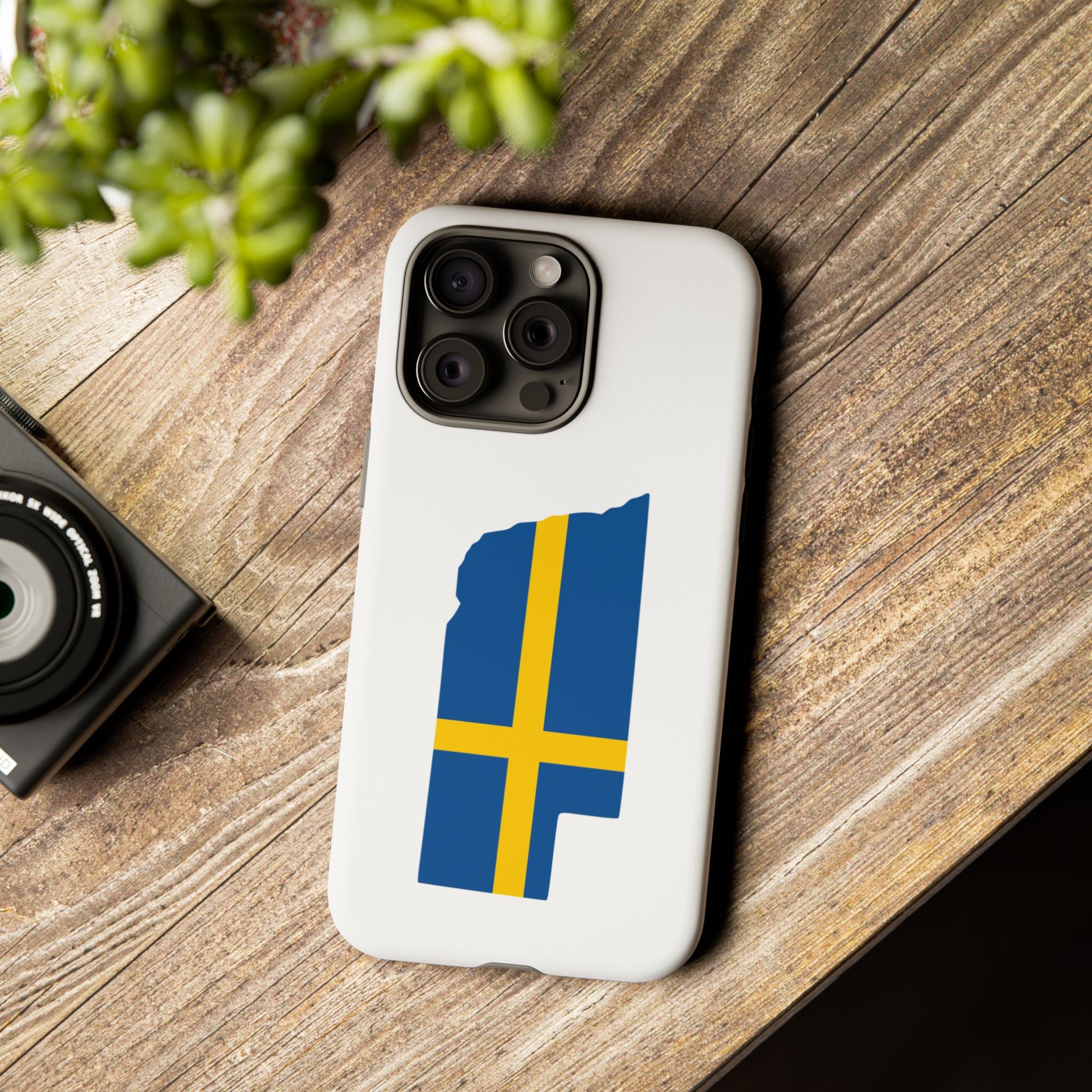 Tough Protective Phone Case | Swedish Flag on Nebraska Outline