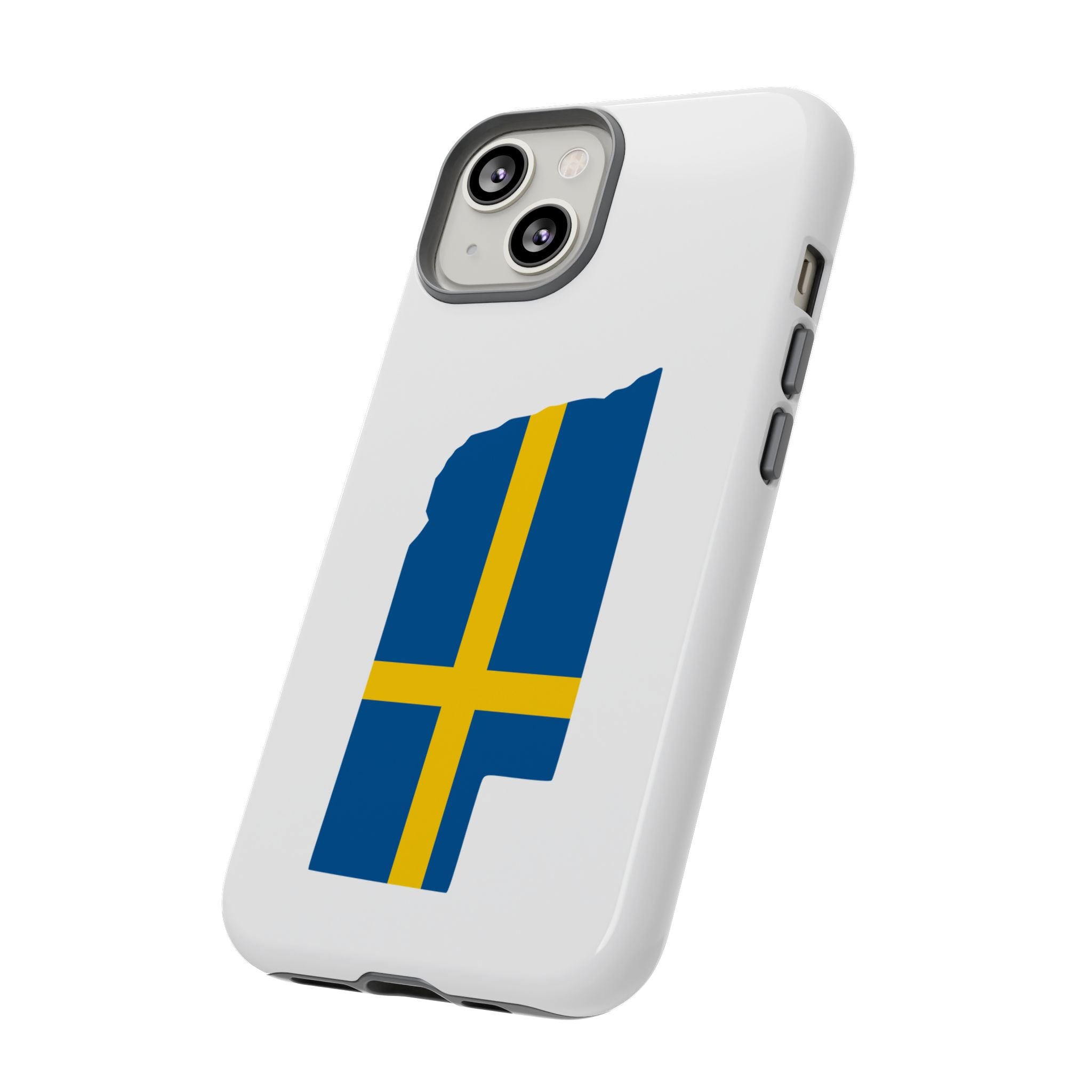 Tough Protective Phone Case | Swedish Flag on Nebraska Outline