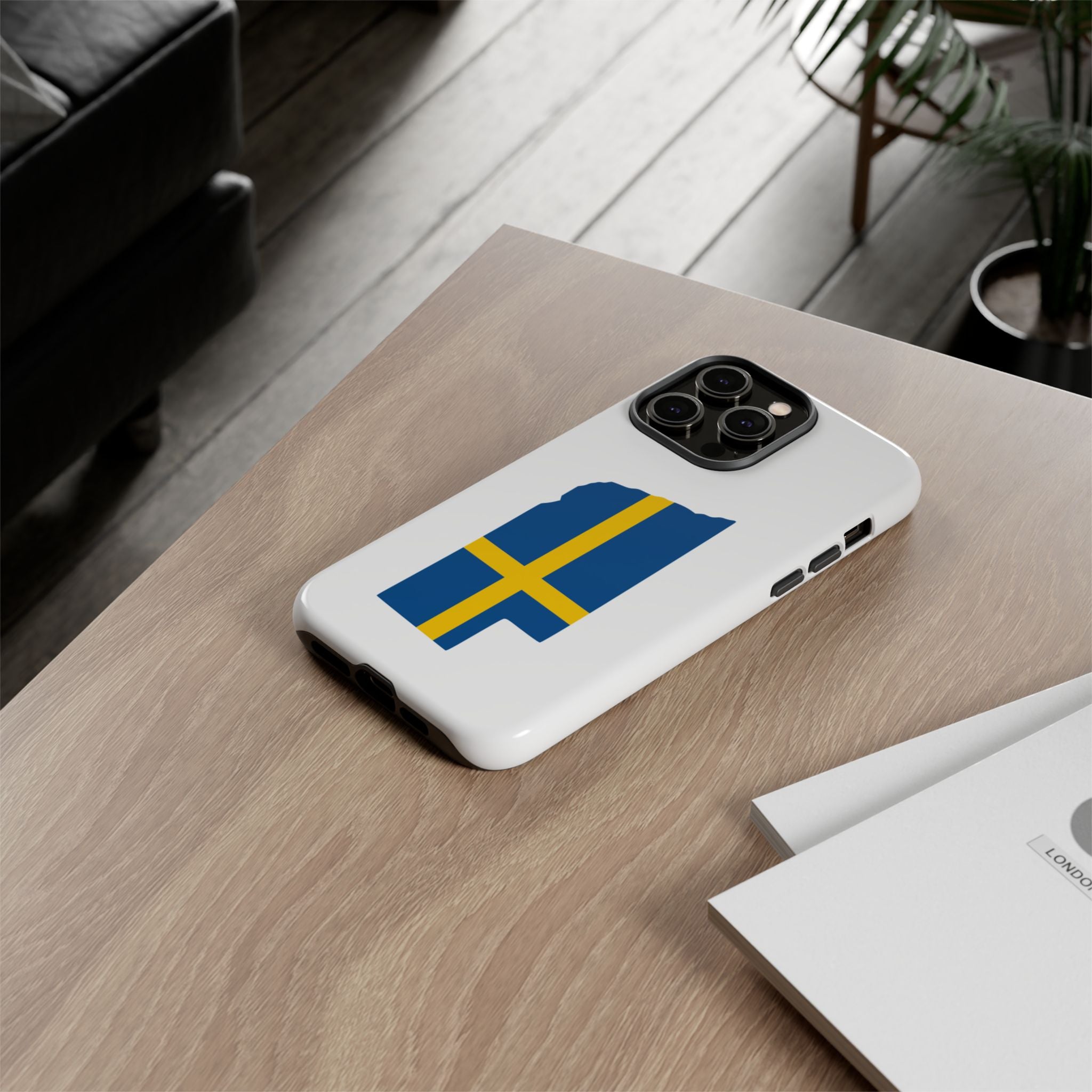 Tough Protective Phone Case | Swedish Flag on Nebraska Outline