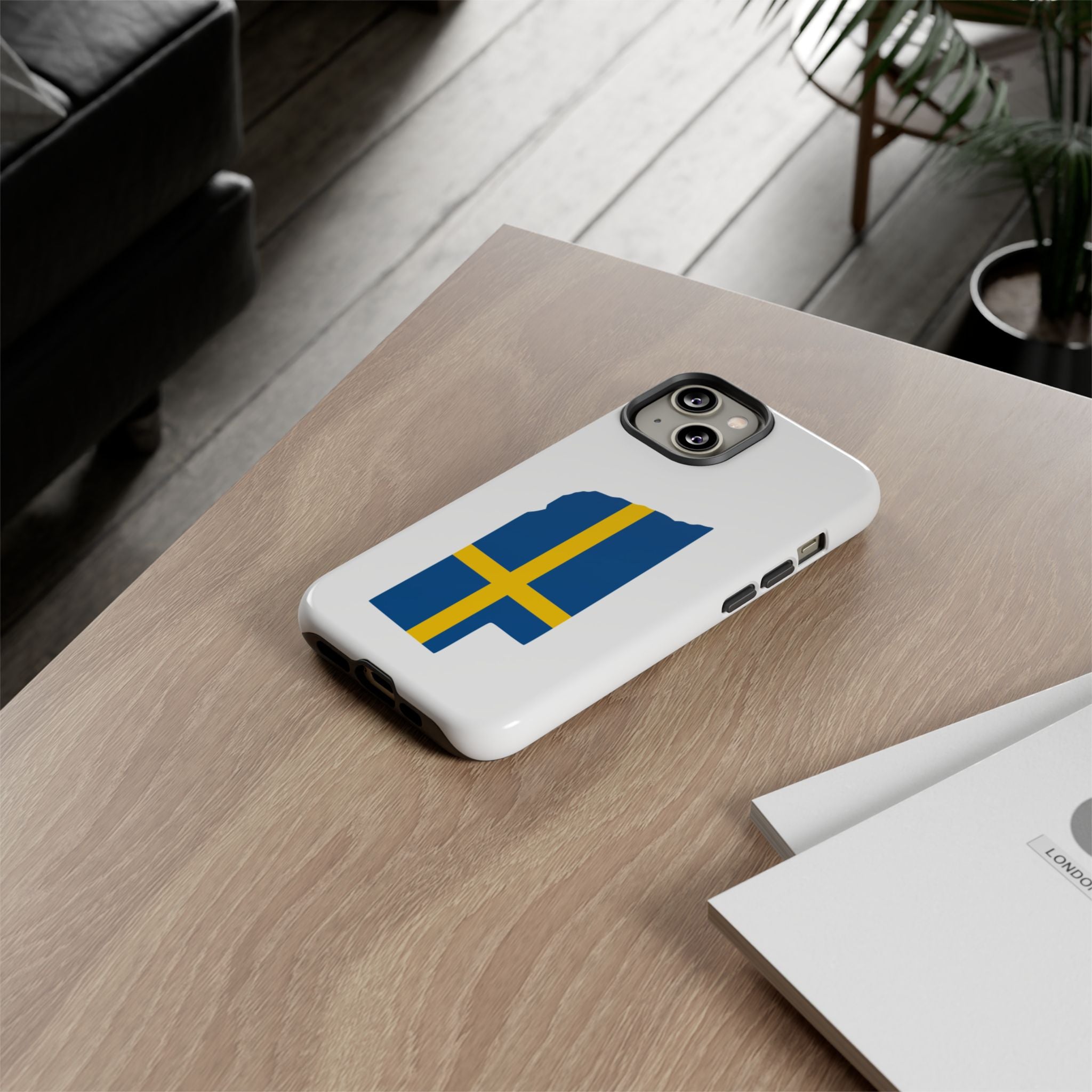 Tough Protective Phone Case | Swedish Flag on Nebraska Outline
