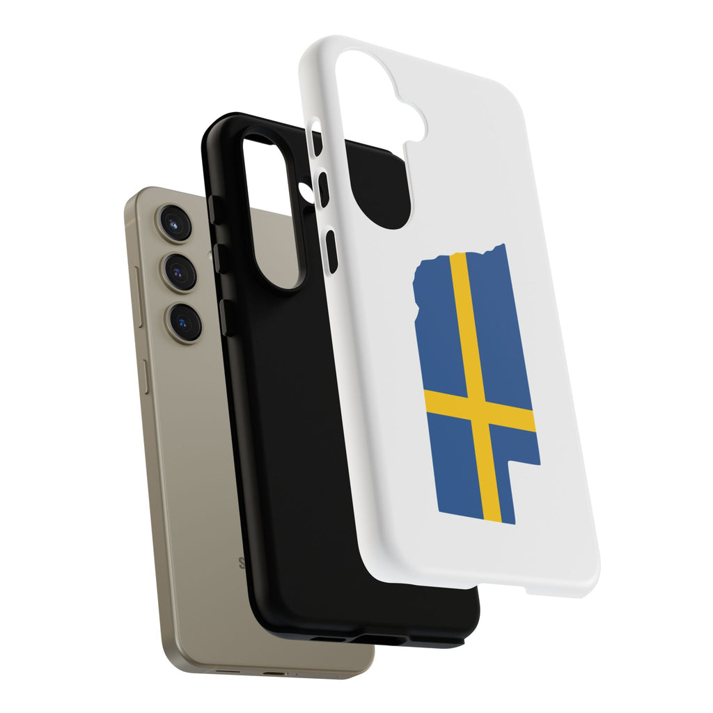 Tough Protective Phone Case | Swedish Flag on Nebraska Outline