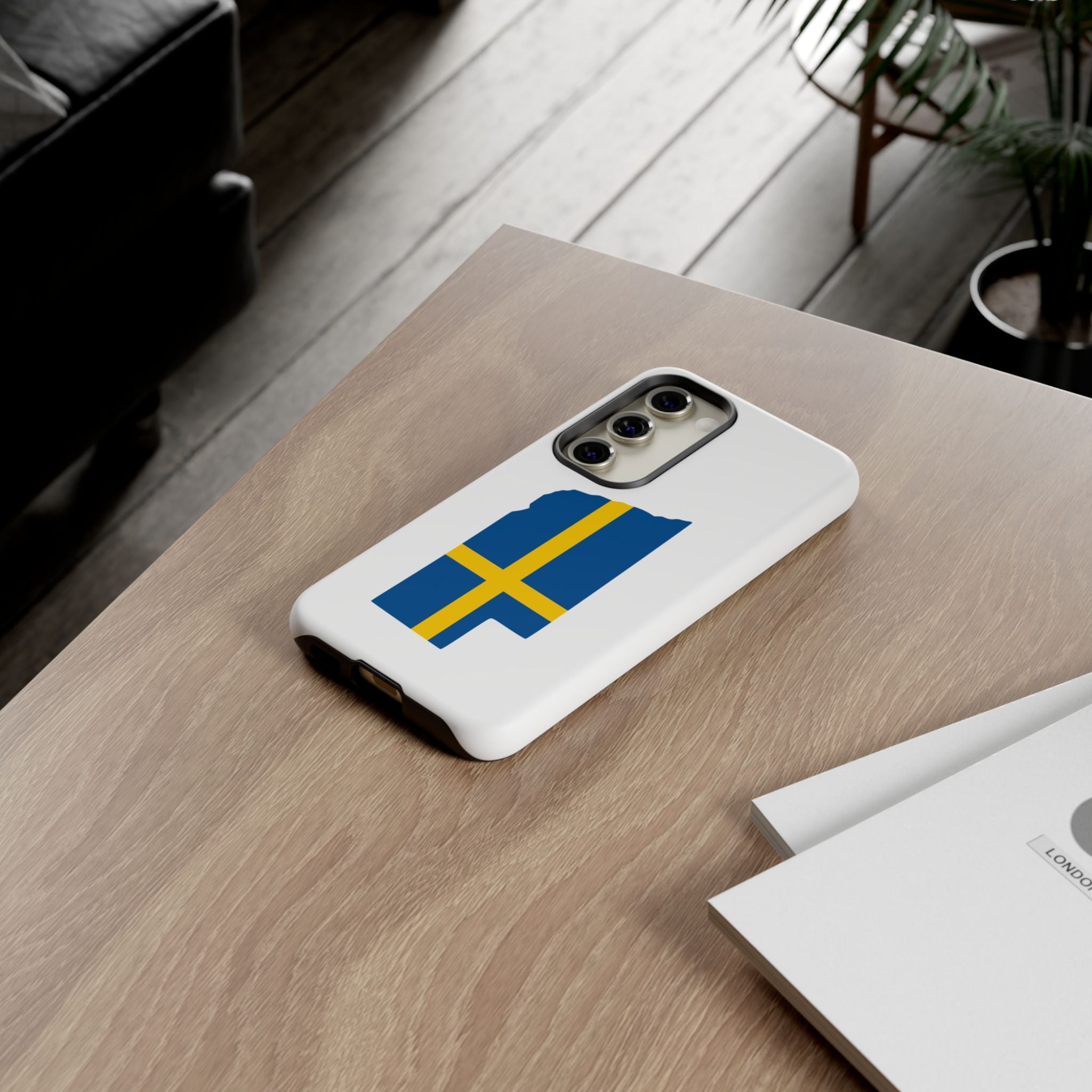 Tough Protective Phone Case | Swedish Flag on Nebraska Outline