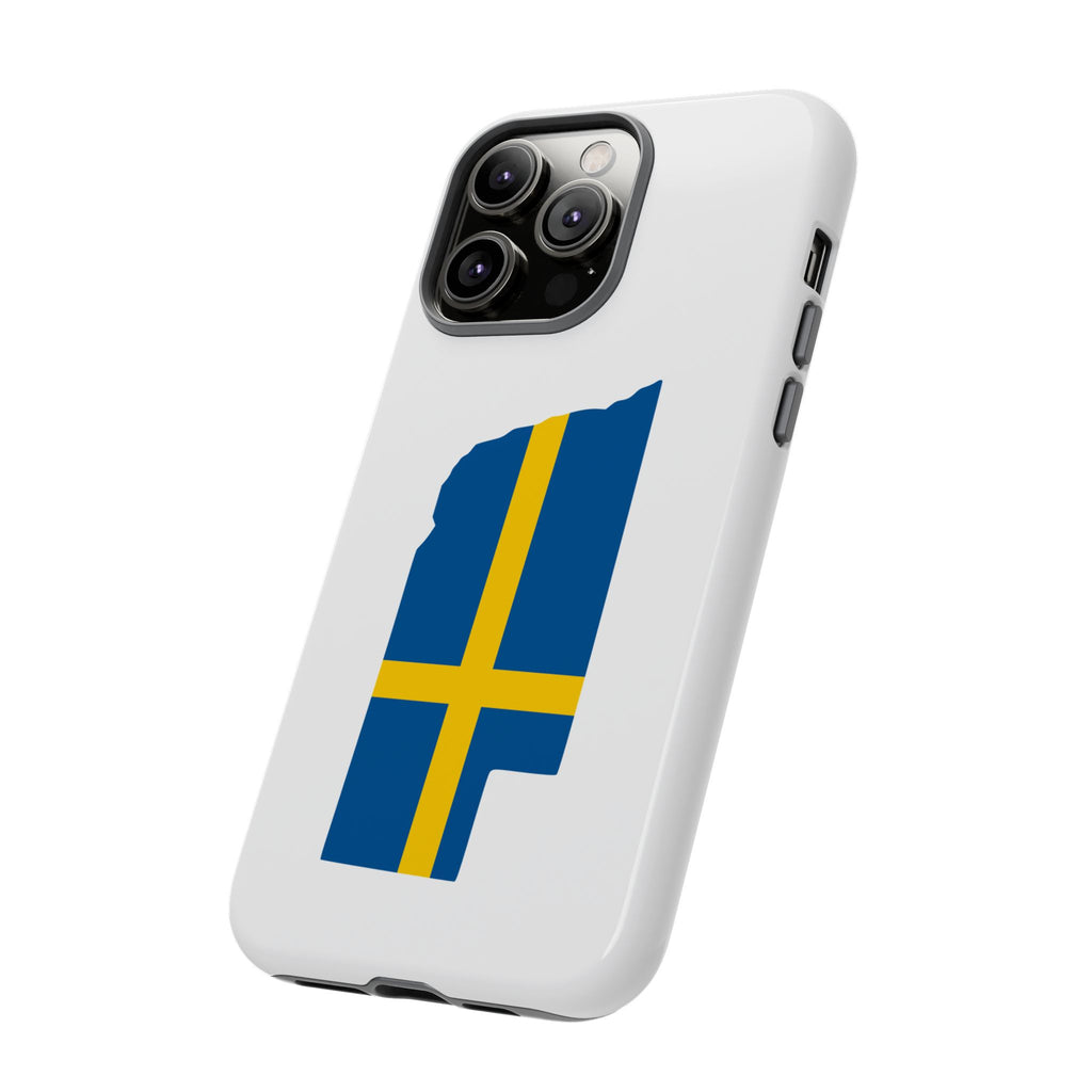 Tough Protective Phone Case | Swedish Flag on Nebraska Outline
