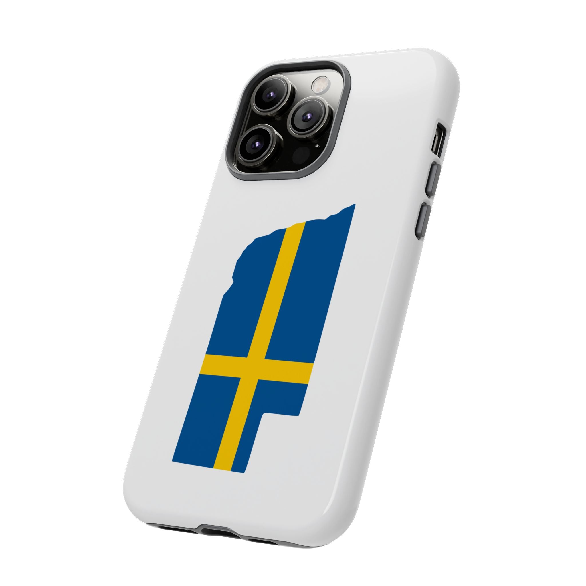 Tough Protective Phone Case | Swedish Flag on Nebraska Outline