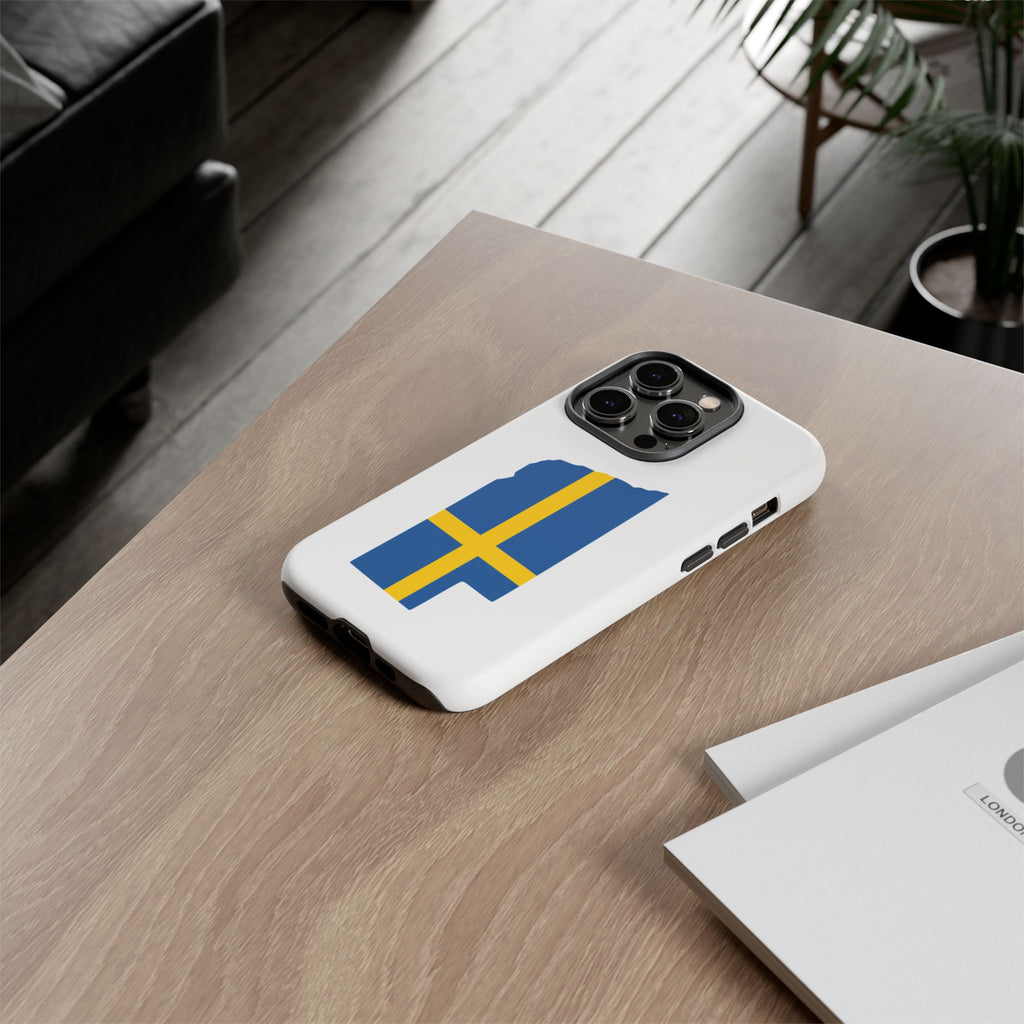 Tough Protective Phone Case | Swedish Flag on Nebraska Outline