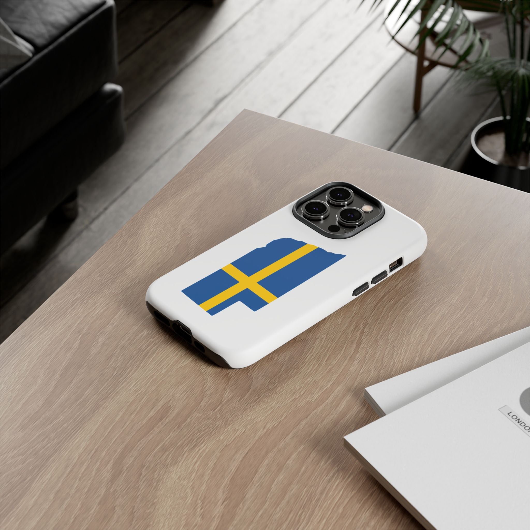 Tough Protective Phone Case | Swedish Flag on Nebraska Outline