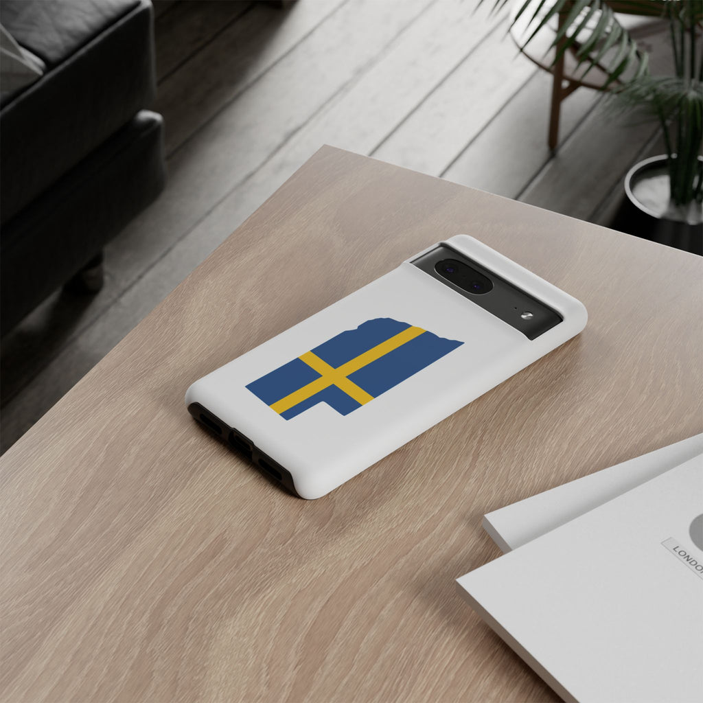 Tough Protective Phone Case | Swedish Flag on Nebraska Outline