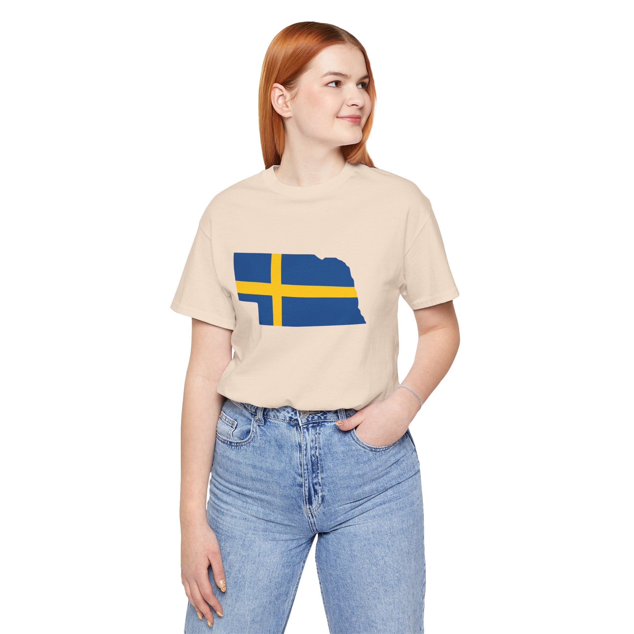 Women's T-Shirt | Swedish Flag on Nebraska Outline
