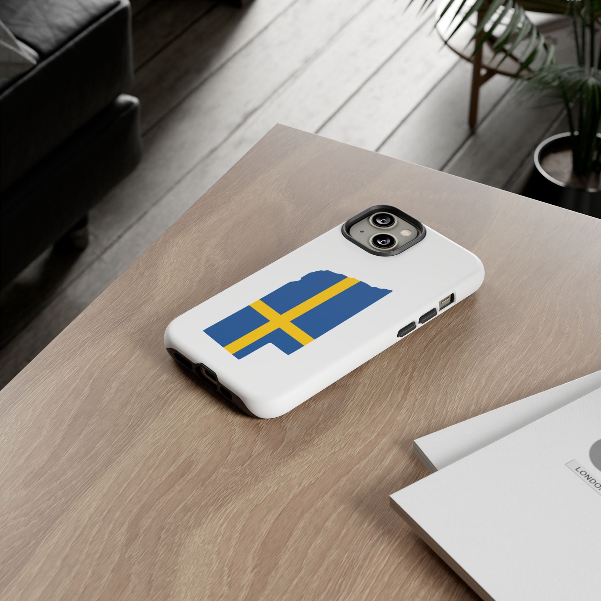 Tough Protective Phone Case | Swedish Flag on Nebraska Outline