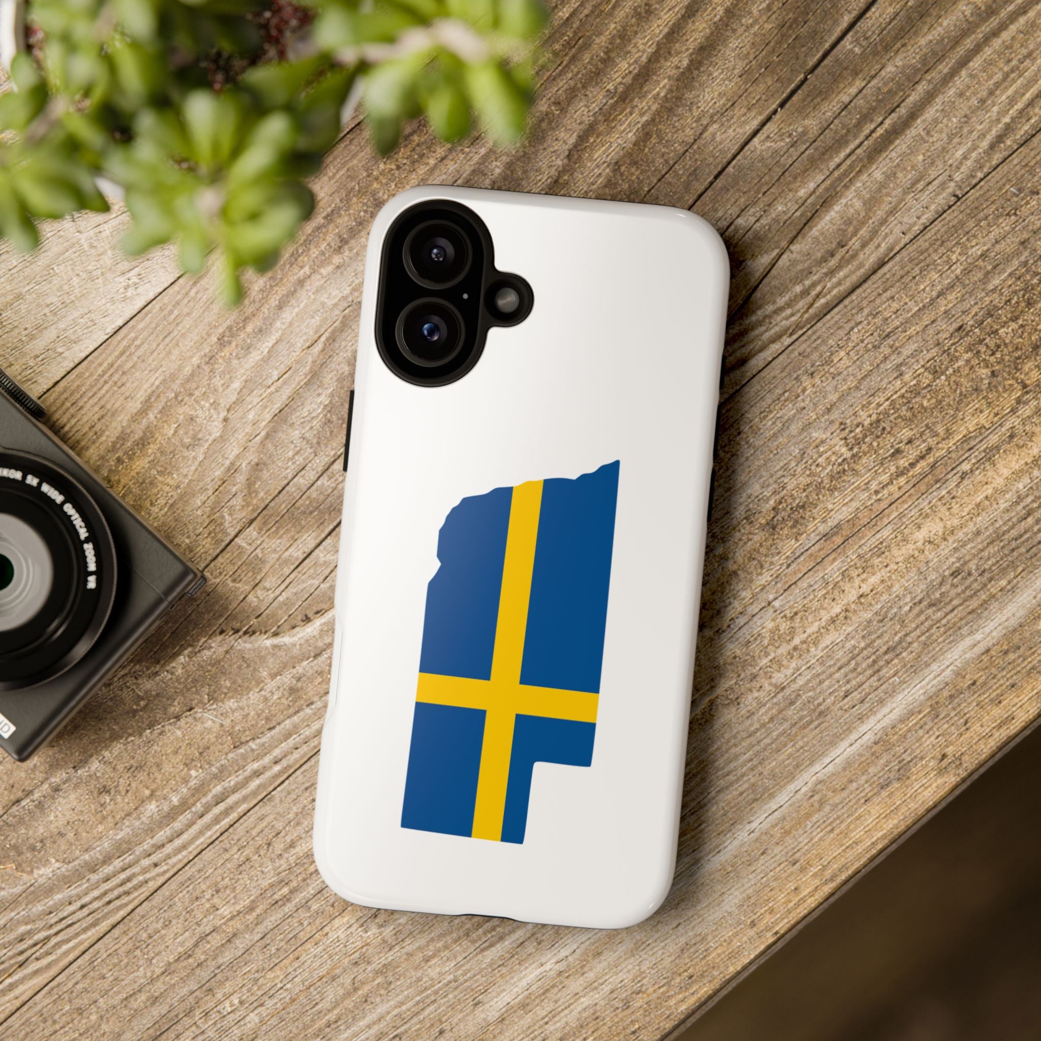 Tough Protective Phone Case | Swedish Flag on Nebraska Outline