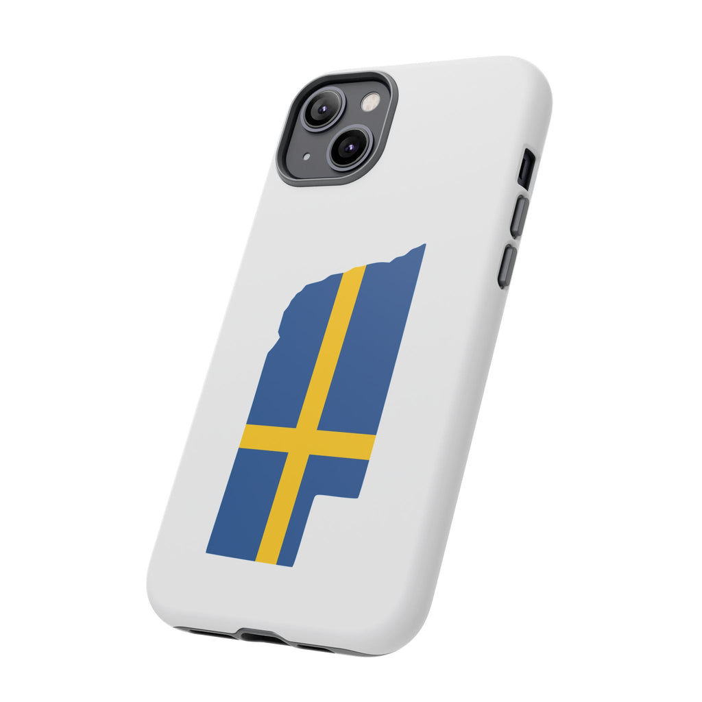 Tough Protective Phone Case | Swedish Flag on Nebraska Outline