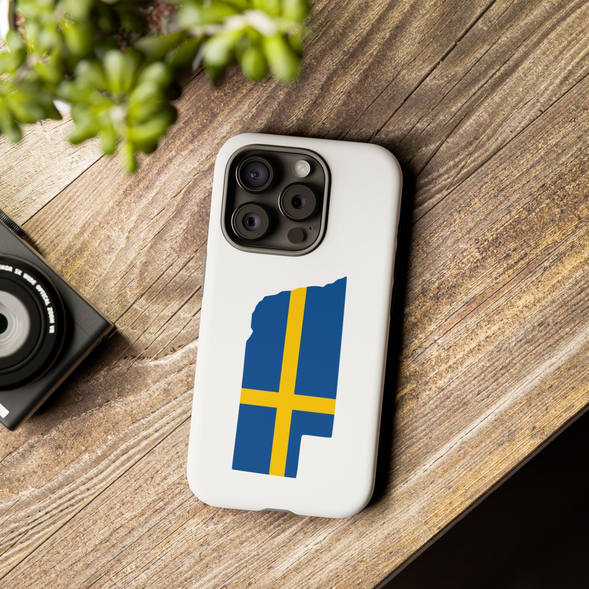 Tough Protective Phone Case | Swedish Flag on Nebraska Outline