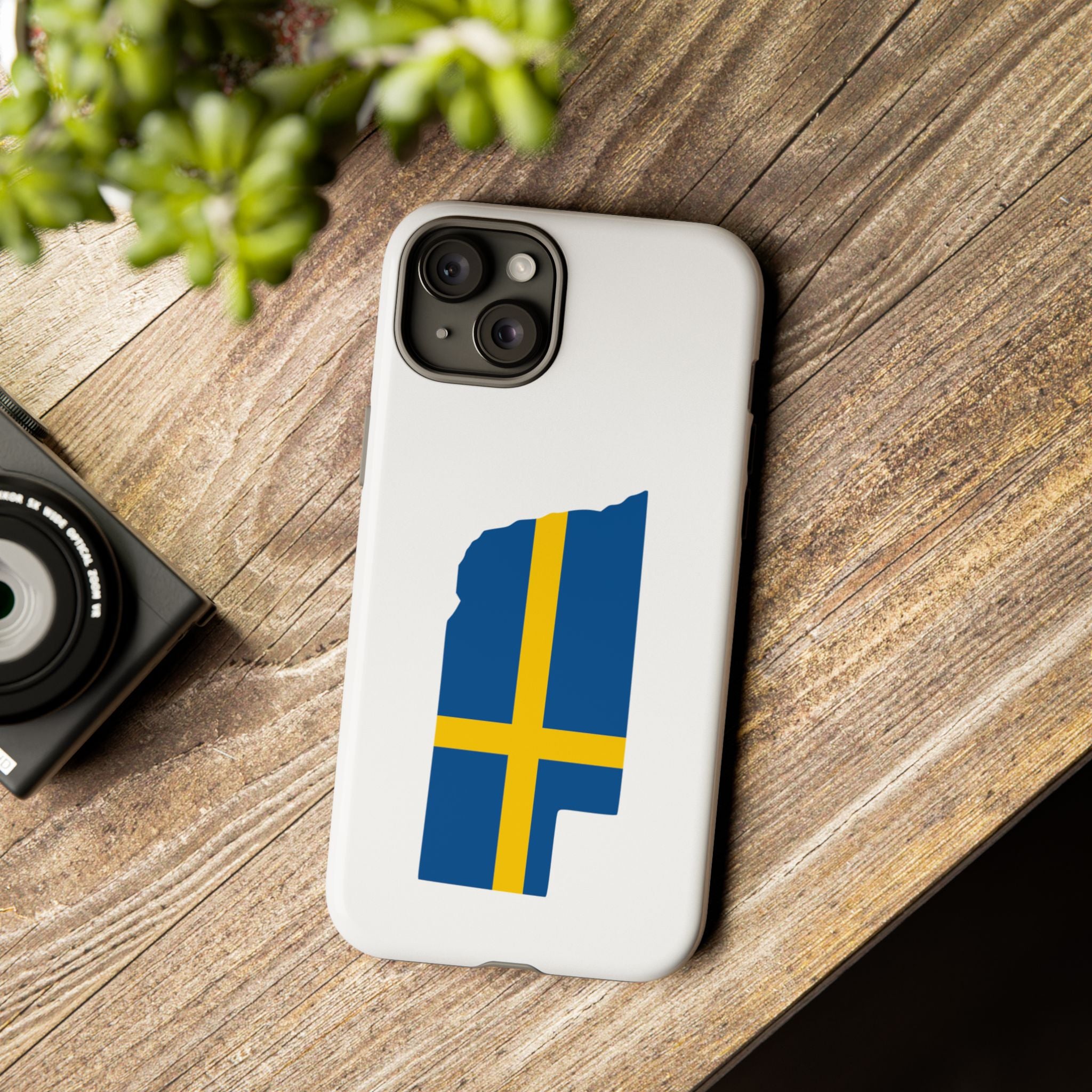 Tough Protective Phone Case | Swedish Flag on Nebraska Outline