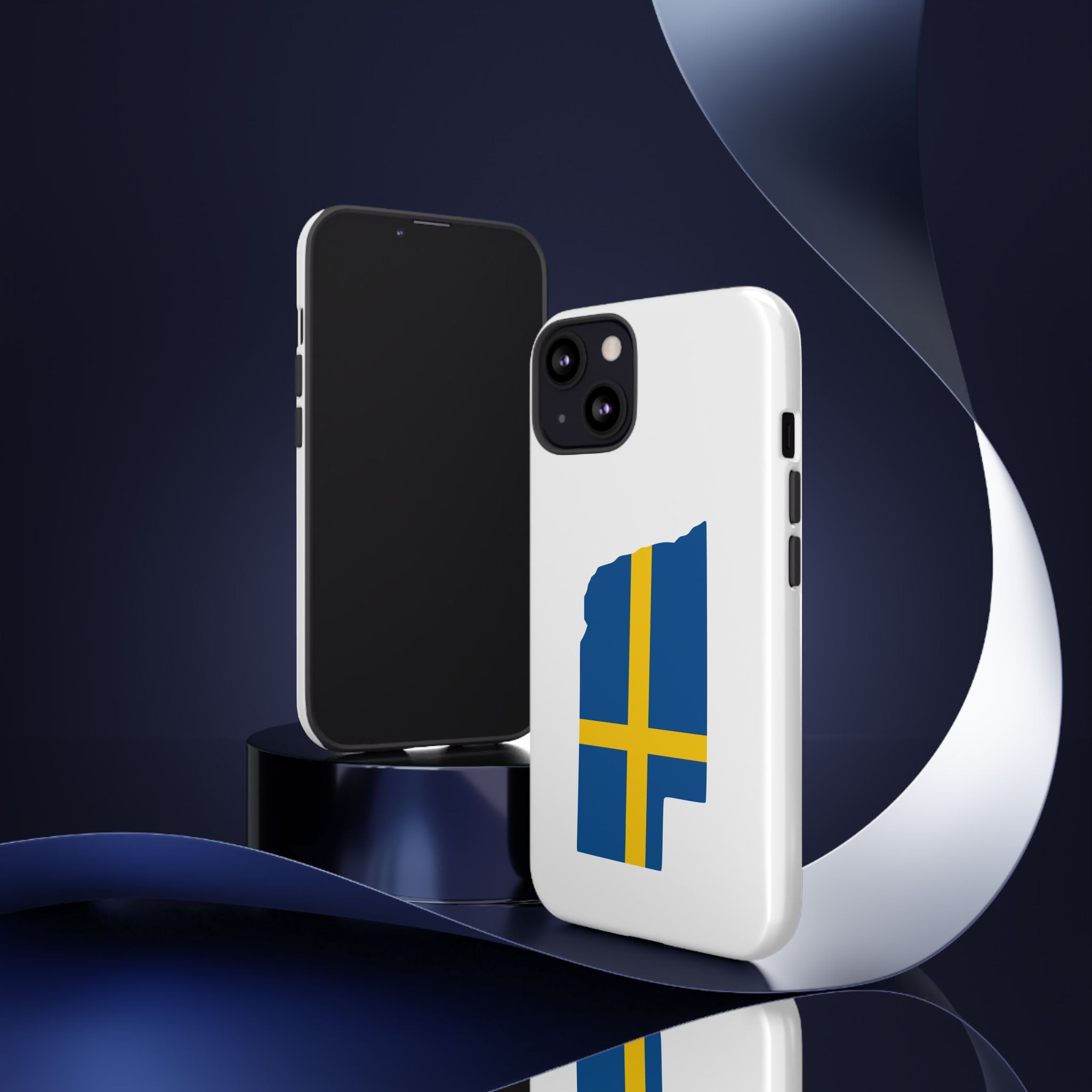 Tough Protective Phone Case | Swedish Flag on Nebraska Outline