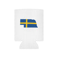Nebraska State Outline Can Cooler with Swedish Flag Design