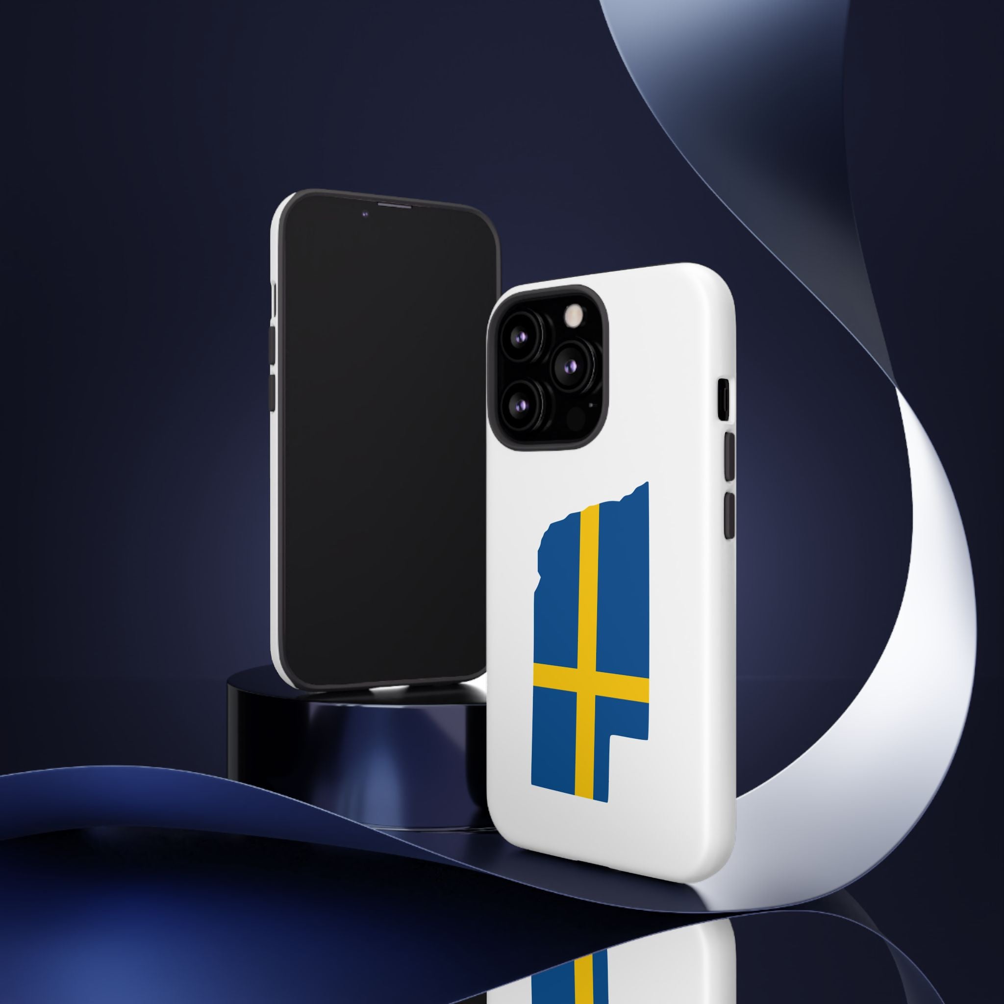 Tough Protective Phone Case | Swedish Flag on Nebraska Outline