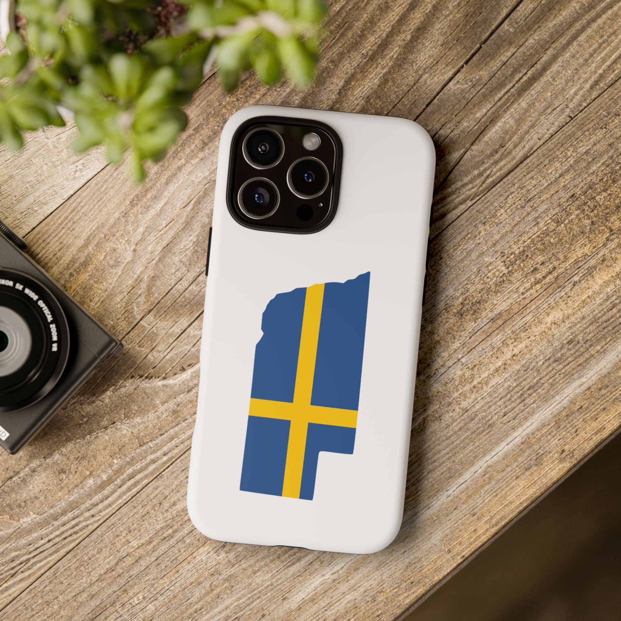 Tough Protective Phone Case | Swedish Flag on Nebraska Outline