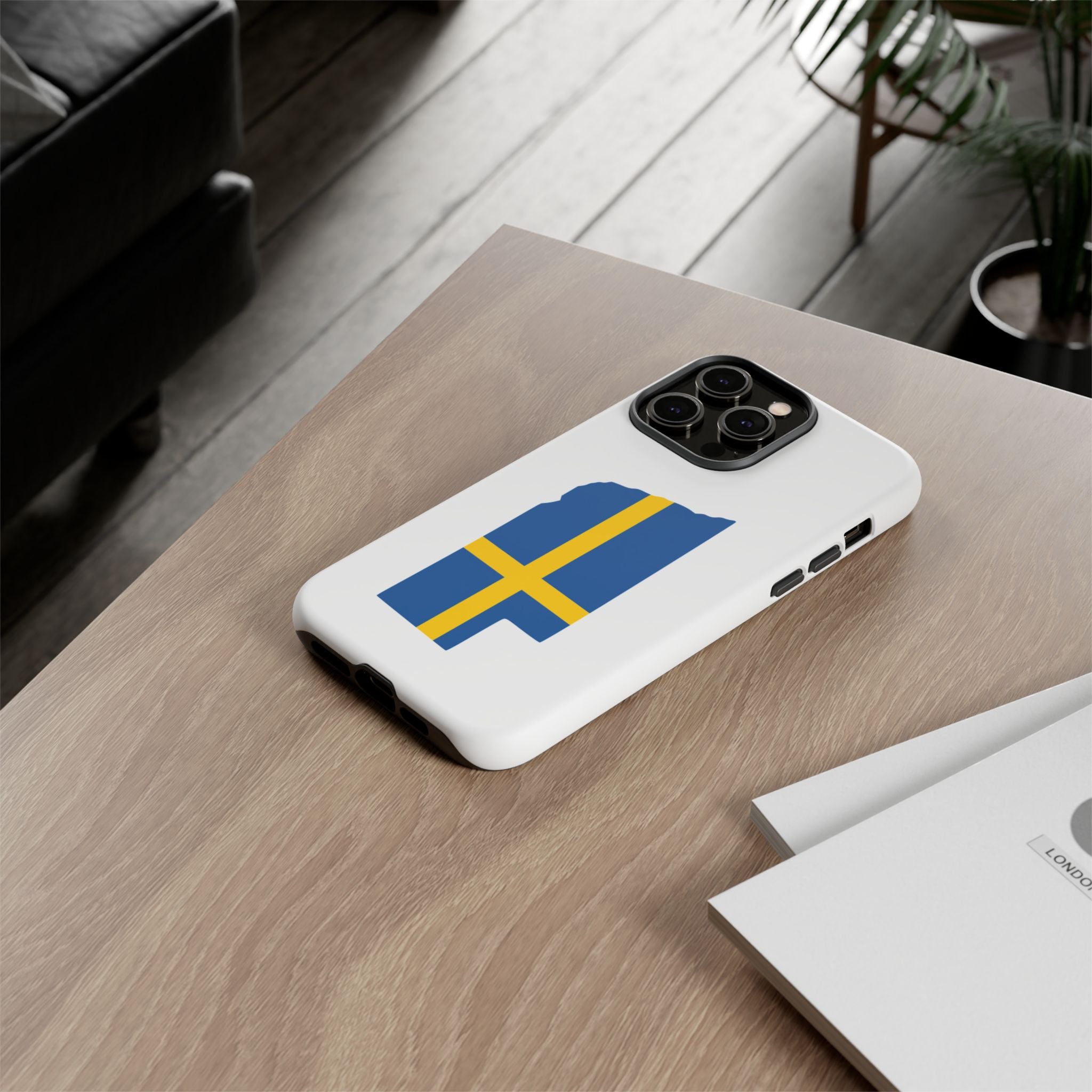 Tough Protective Phone Case | Swedish Flag on Nebraska Outline