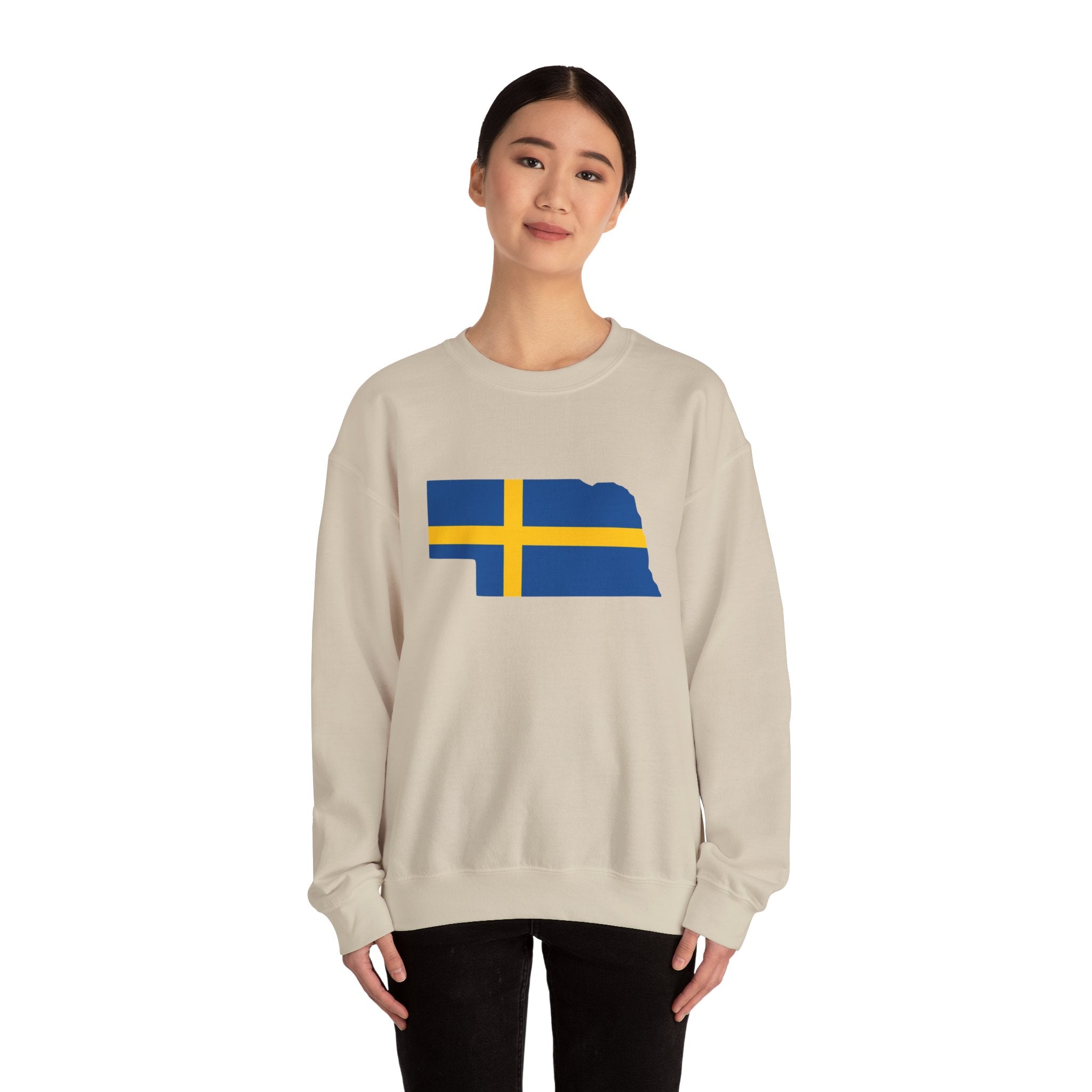 Sweden Flag on Nebraska Outline | Heavy Sweatshirt