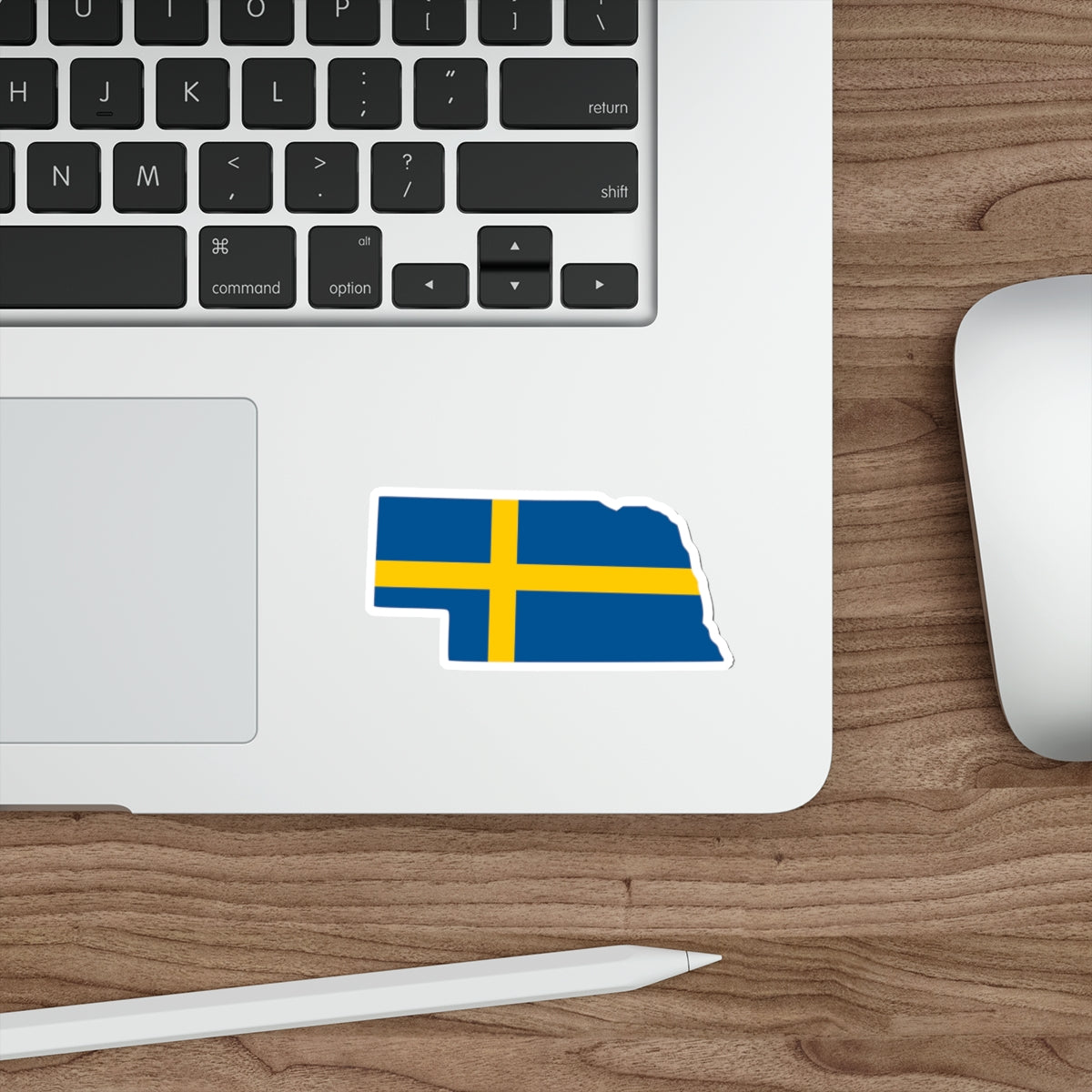 Die-Cut Sticker | Swedish Flag on Nebraska Outline