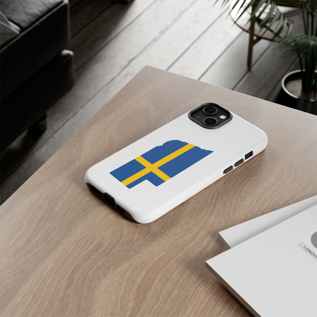 Tough Protective Phone Case | Swedish Flag on Nebraska Outline