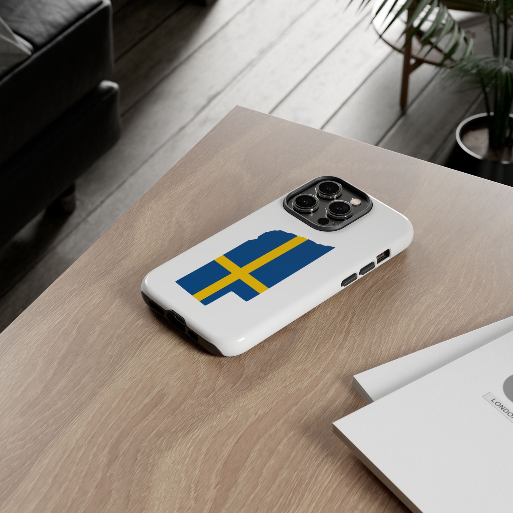 Tough Protective Phone Case | Swedish Flag on Nebraska Outline