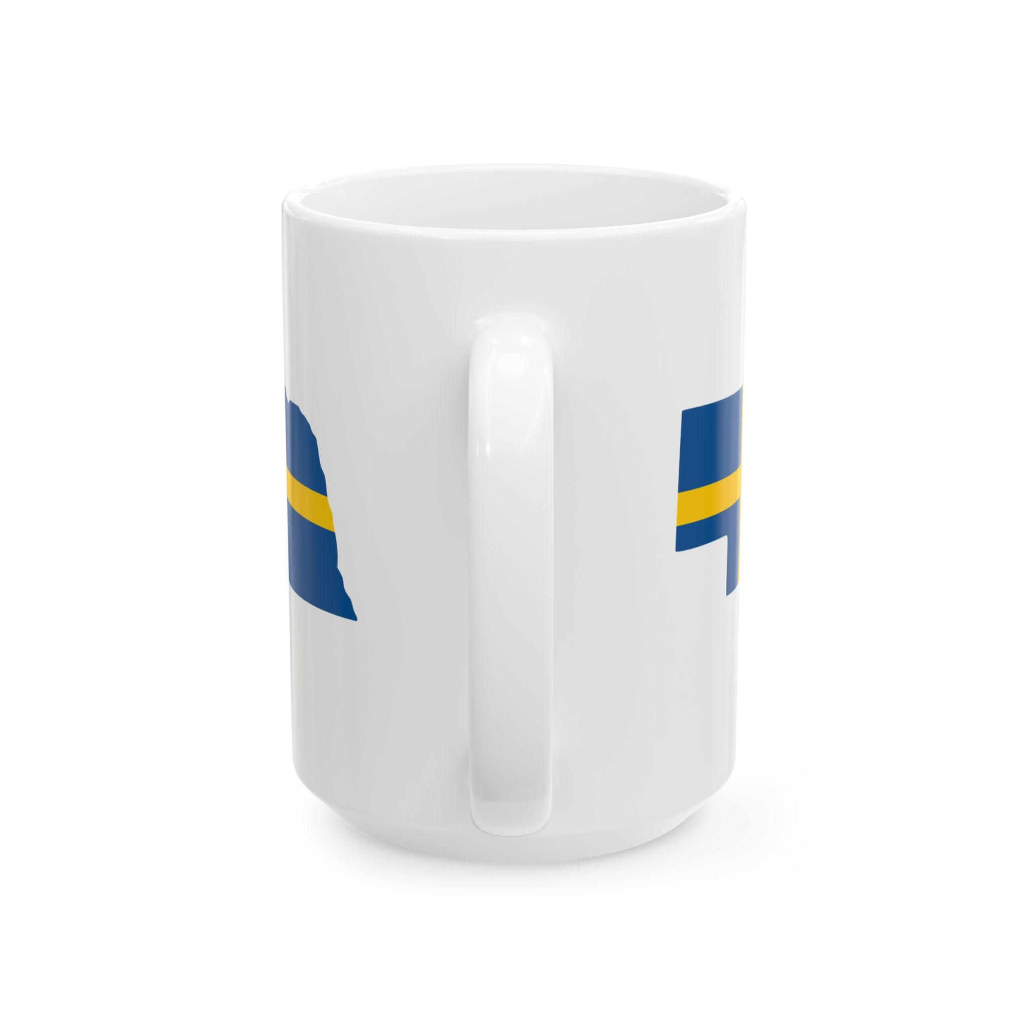 Ceramic Coffee Cup | Swedish Flag on Nebraska Outline