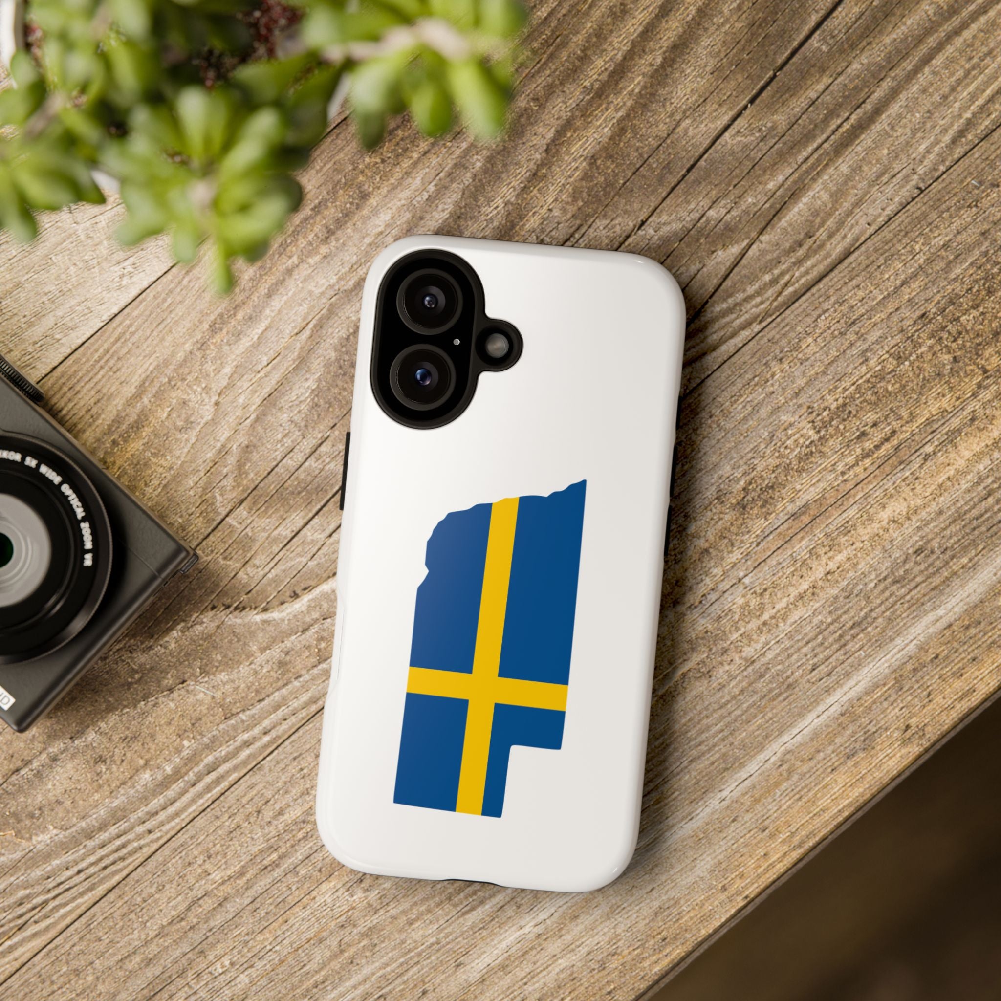 Tough Protective Phone Case | Swedish Flag on Nebraska Outline
