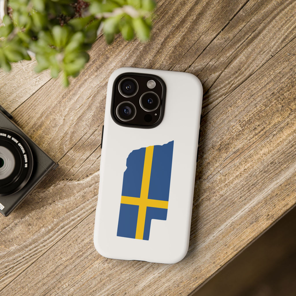Tough Protective Phone Case | Swedish Flag on Nebraska Outline
